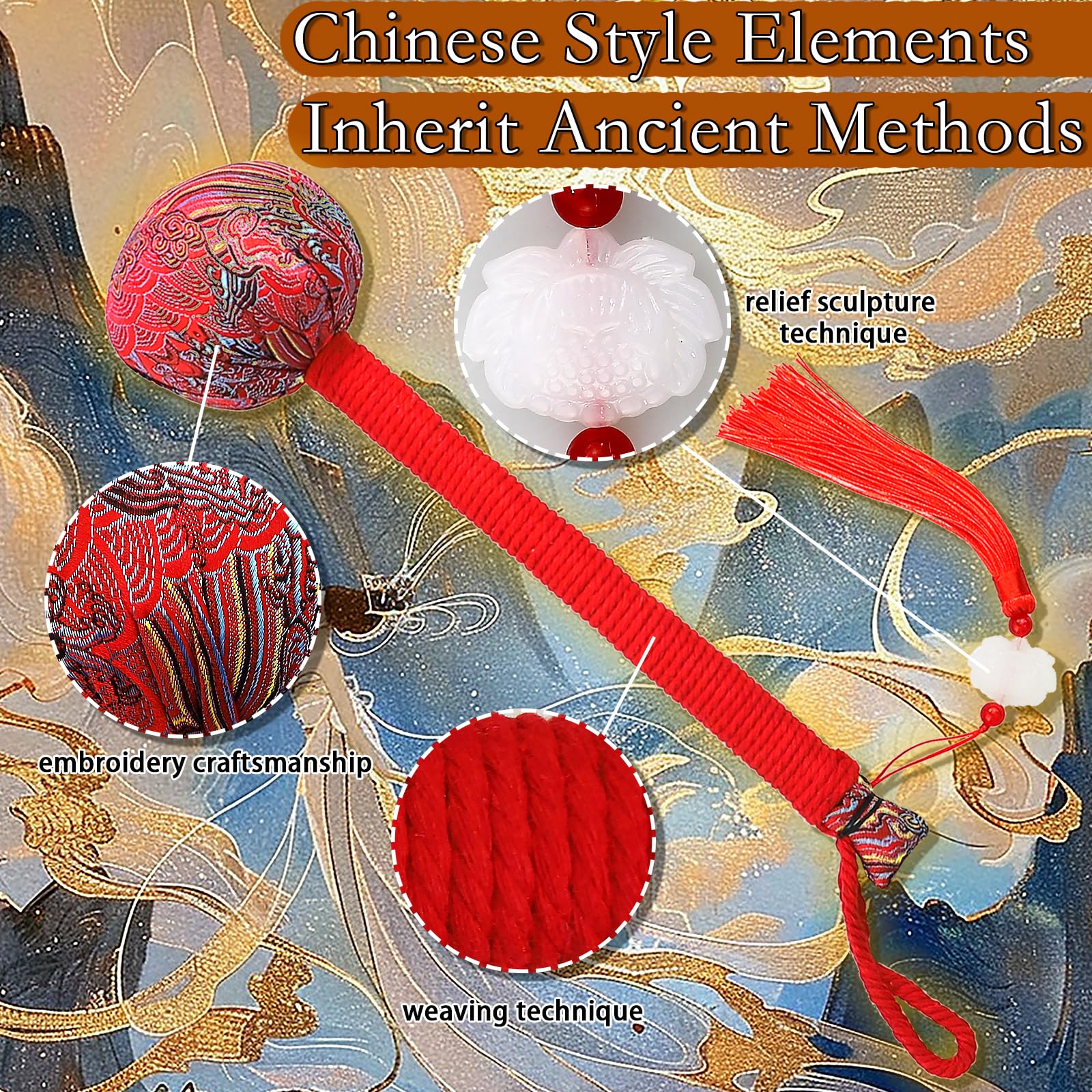 MTNSPTCR Wormwood Massage Hammer - Traditional Chinese Style Massage Hammer 12.5 Inch, Manual Hammer Massager Natural Massage Tool with with Hanging Rope for Muscle Pain Relief Stress Relief