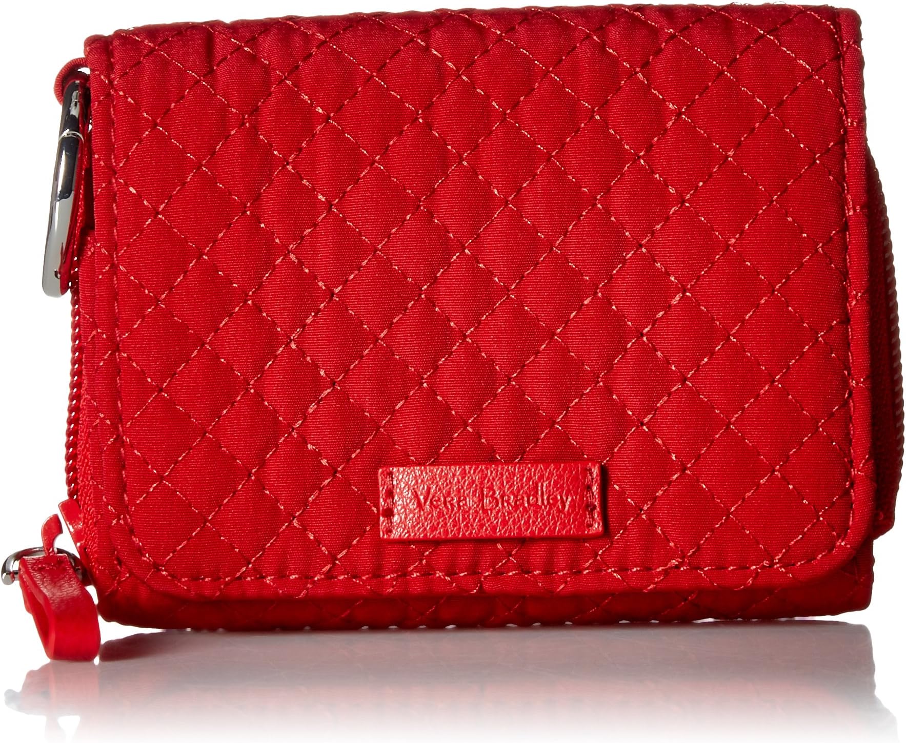 Vera Bradley Women's Microfiber Card Case Wallet With RFID Protection, Cardinal Red, One Size