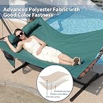 12FT 2 Hammock pour personne TegerDeger Grand hamac 450LB Capacité avec barre d'épandeur en bois franc en forme de V & Corde en nylon pour l'extérieur, Patio, Jardin, Cour arrière, Plage, Piscine - Vert foncé