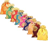 Vista 9 de Touchstone Preciosas bolsas de envoltura de regalos reutilizables, ecológicas, grandes con cordón, estampado de hojas de ficus para cumpleaños