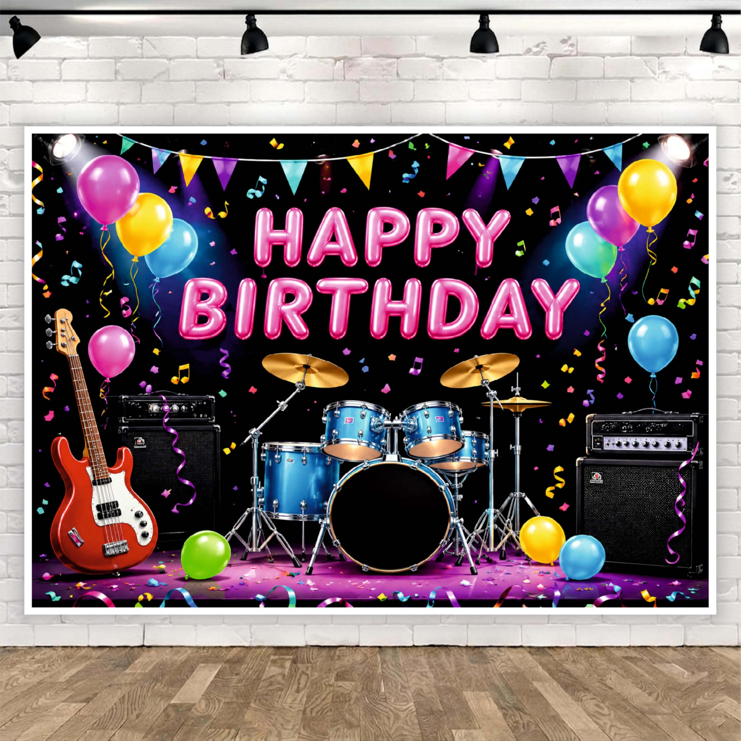Music Theme Happy Birthday Backdrop for Decoration 8x5 Ft, Birthday Background Banner Cloth for Kids, Boys & Girls, Party Photo Booth Backdrop, Reusable Fabric Banner for Cake Table Decoration-picture-11
