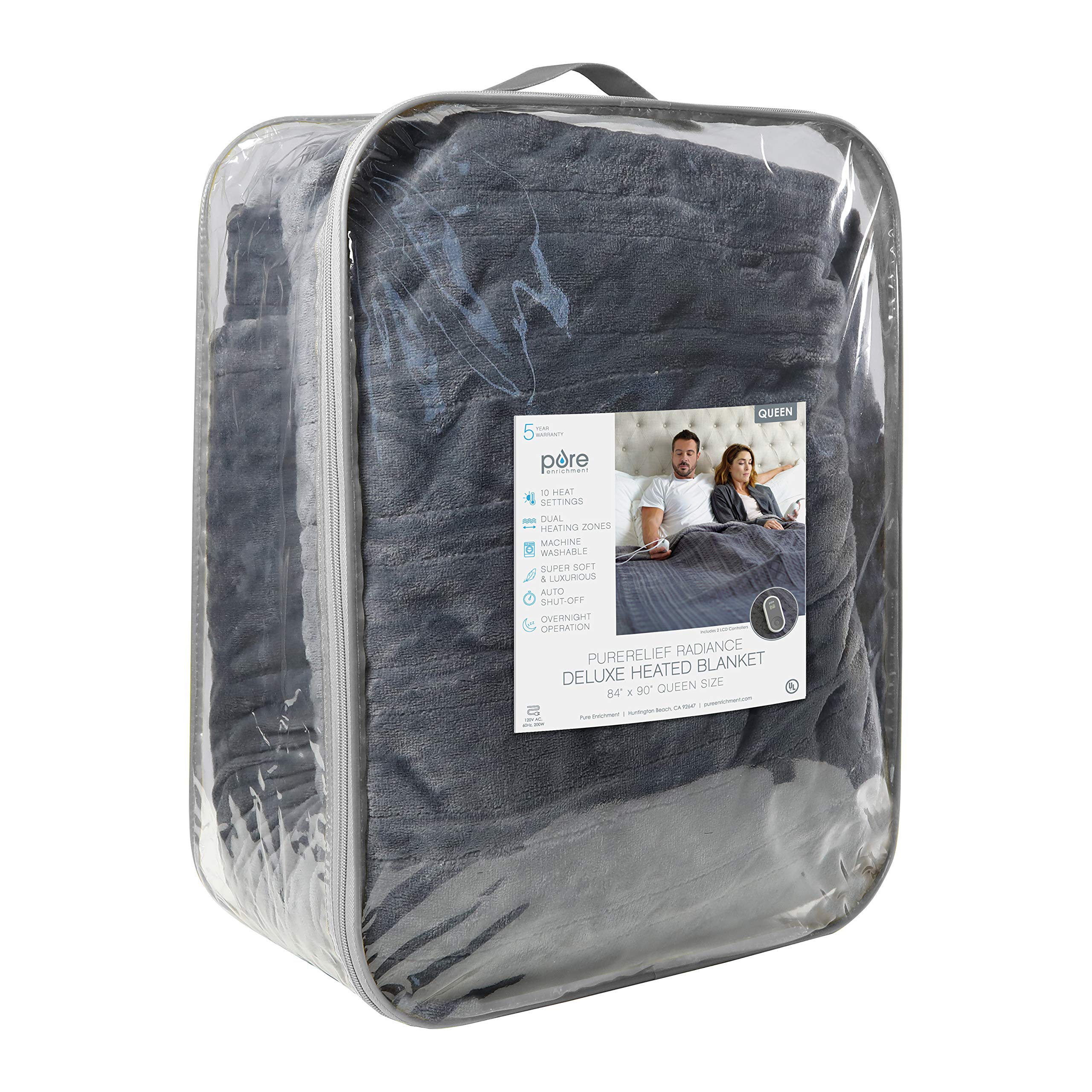 Amazon.com: Pure Enrichment PureRelief Deluxe Heated Blanket - 10