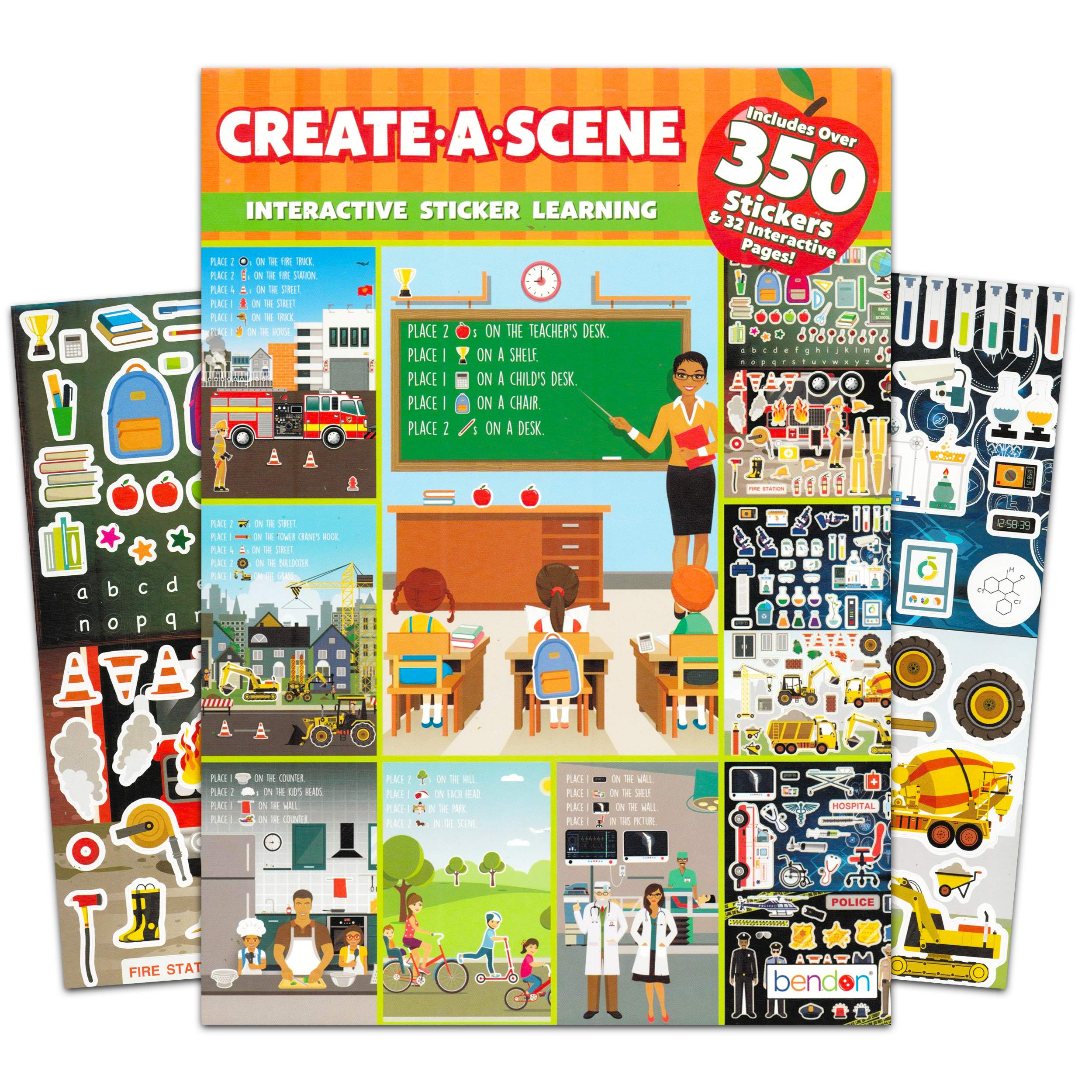 Create a Scene Sticker Learning Activity Book for Kids Toddlers ~ Career Sticker Book with Over 350 Educational Stickers and 32 Interactive Pages