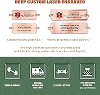 Vista 2 de Divoti Pulsera de Alerta de Identificación Médica Grabada Personalizada, Condiciones Personalizadas de 4 Líneas Cadena de Cuerda de Acero