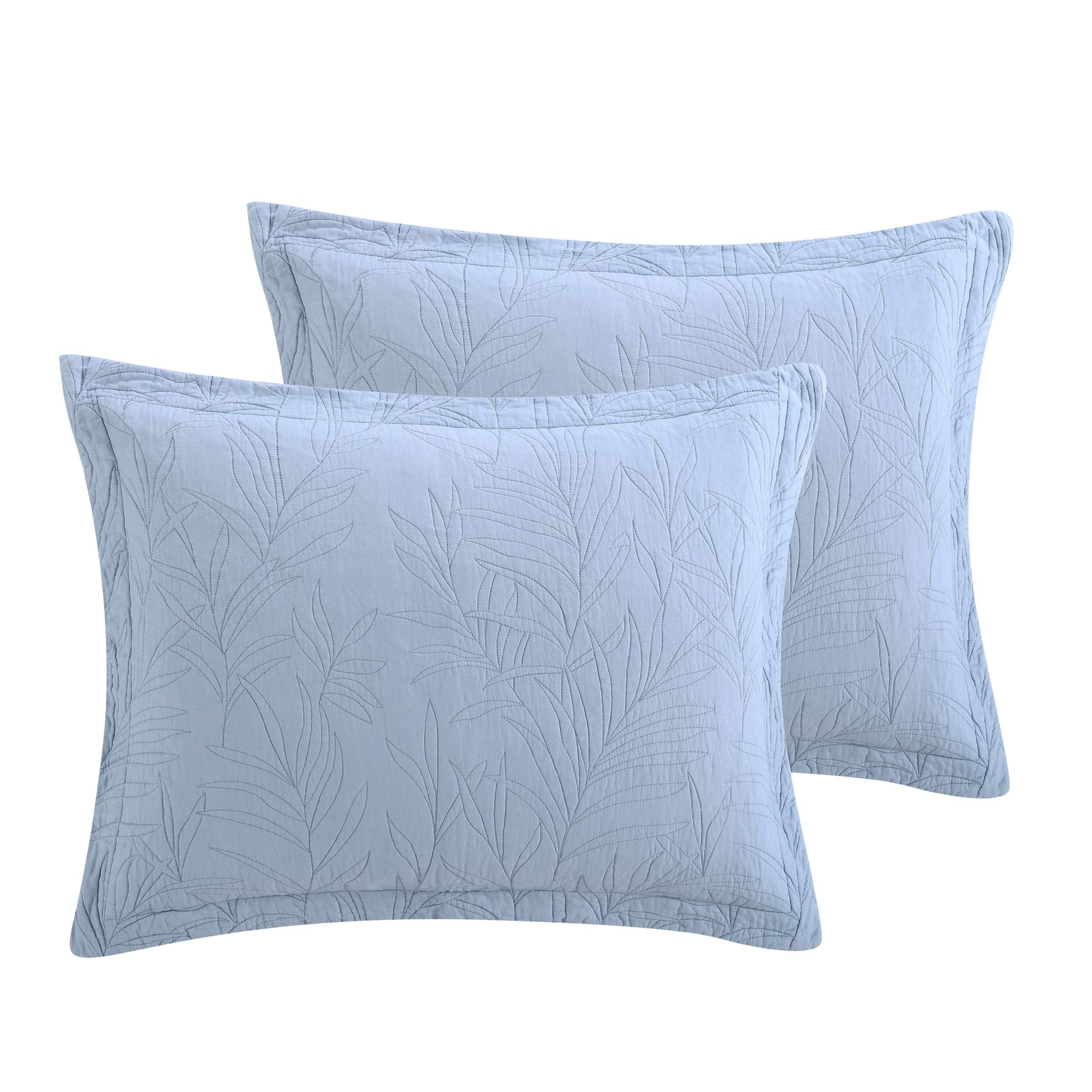Tommy BahamaHome | Costa Sera Collection | 100% Soft Brushed Cotton, Pre-Washed for Softness, 2-Pack King Sham Set for Bedroom Décor, 21" x 37", Blue