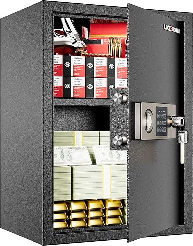 Caja de seguridad segura para el hogar, 1.9 pies cúbicos para dinero, joyas, documentos y armas, caja fuerte de seguridad para oficina, hotel, 13.8