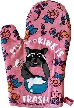 My Cooking is Trash Oven Mitt Funny Raccoon Chef Animal Novelty Glove