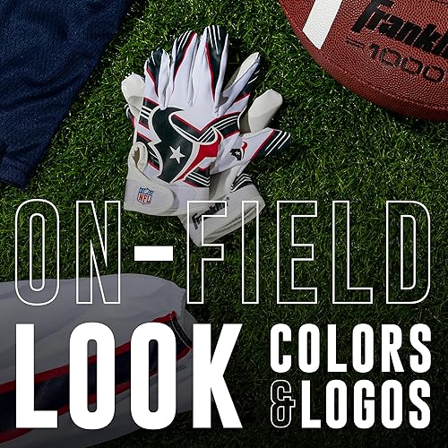 Vista 27 de Franklin Sports - Guantes de receptor de fútbol americano juvenil con logos de equipos de la NFL, palma de silicona, todos los tamaños juveniles
