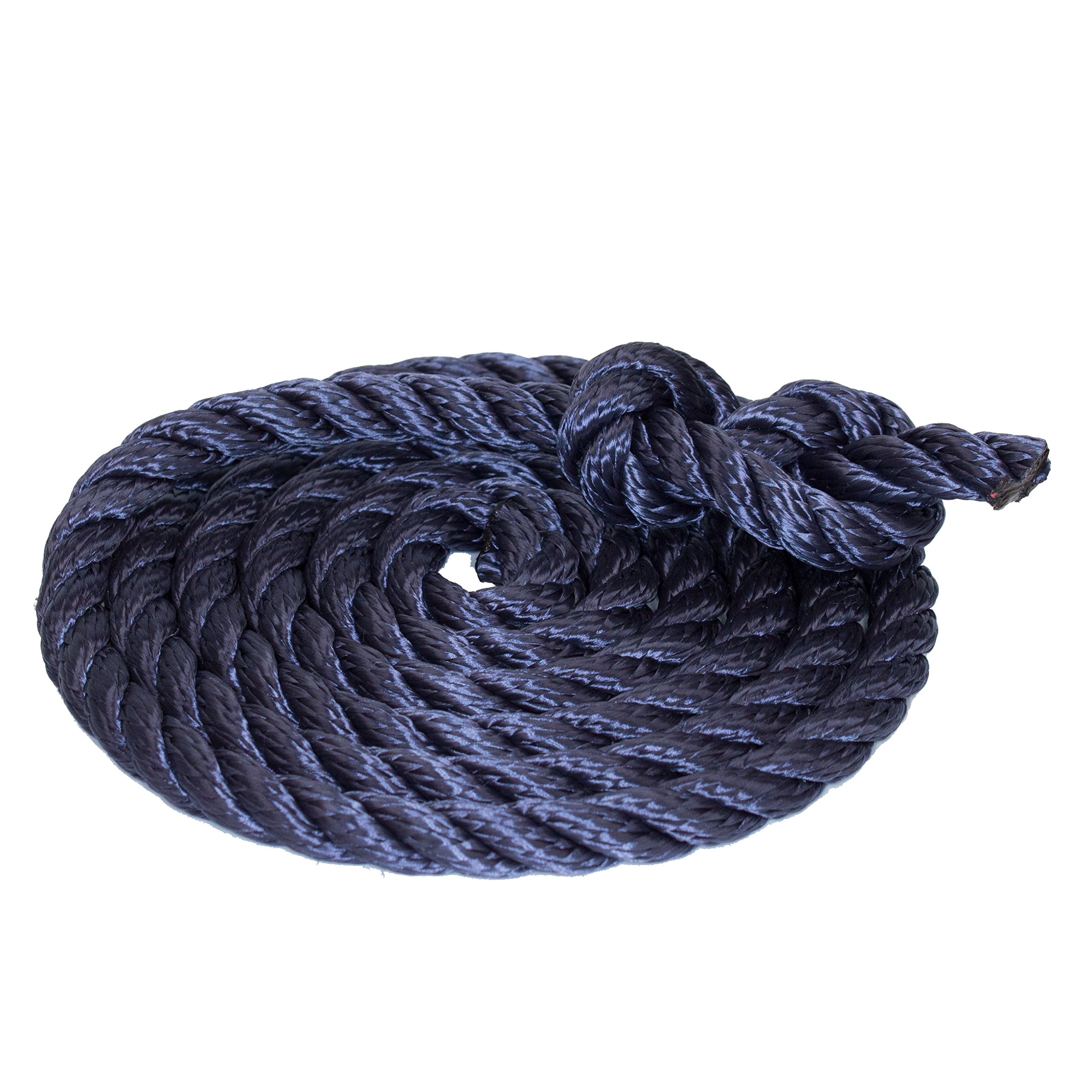 Tauwerk 20mm - Farbe: Marine 3-litzig gedreht Leine Schnur Festmacher Rope Tau Seil Allzweckseil Reepschnur Lirolen-Tauwerk PP-Multifil, 3-schäftig gedreht (Länge 50mtr.)