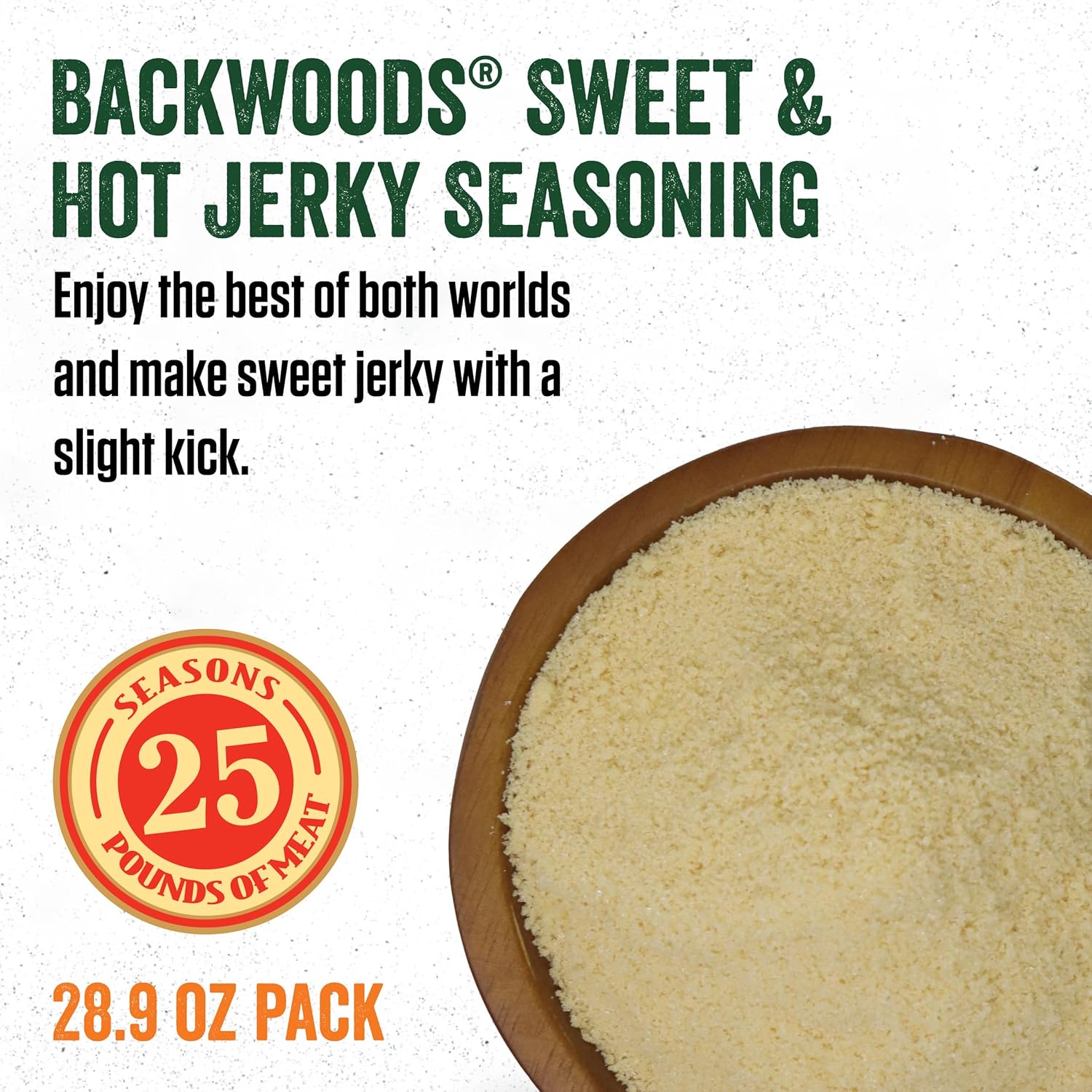 LEM Products Backwoods Sweet & Hot Jerky Seasoning, Ideal for Wild Game and Domestic Meat, Seasons Up to 25 Pounds of Meat, 28.9 Ounce Packet with Pre-Measured Cure Packet Included