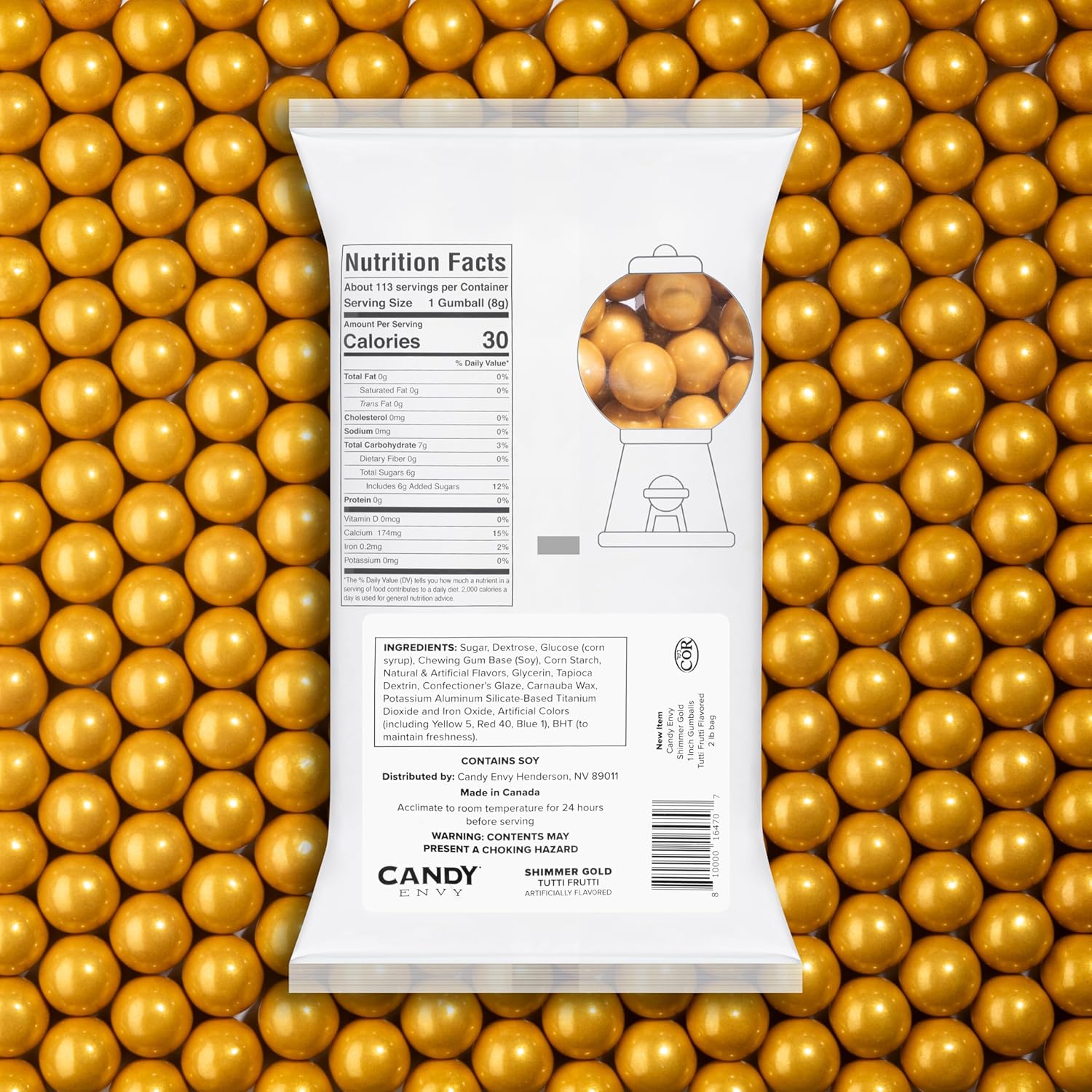 Candy Envy - Black and Gold 2 Pack Combo 1 Inch Gumballs - Approx. 113 Gumballs Per Bag - North American Made & Kosher Certified