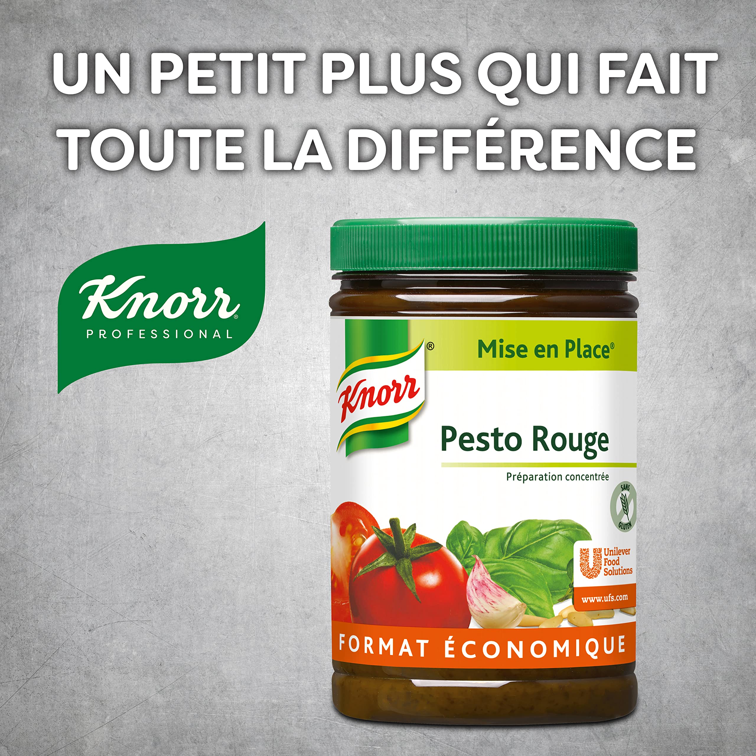 Knorr Mise en place pesto rouge traditionnel, marinades et assaisonnements, délicieux Chaud comme Froid, Vegan,Ail BIO, Huile d'olive extra vierge, pot 700g