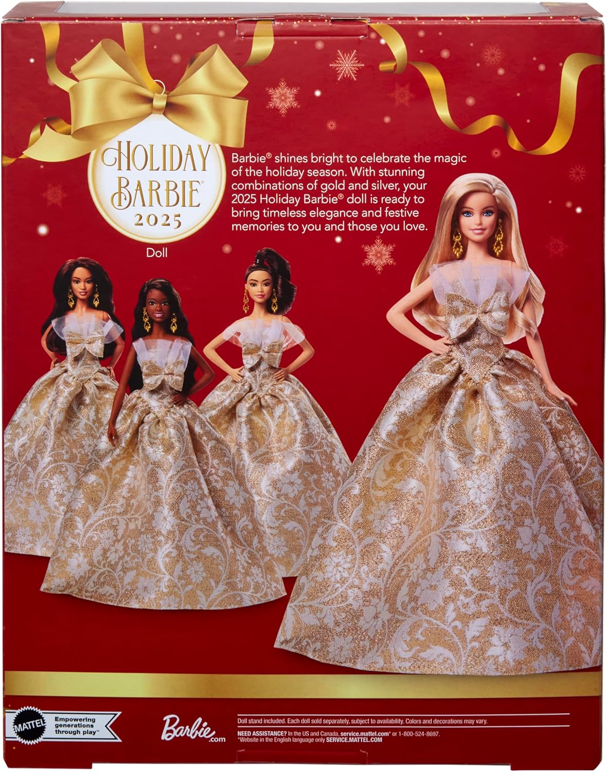 Barbie Holiday Barbie Blonde Signature BLACK Dress-up Doll & House, Pretend Play, For Ages 6 and Up, Gold JBH95