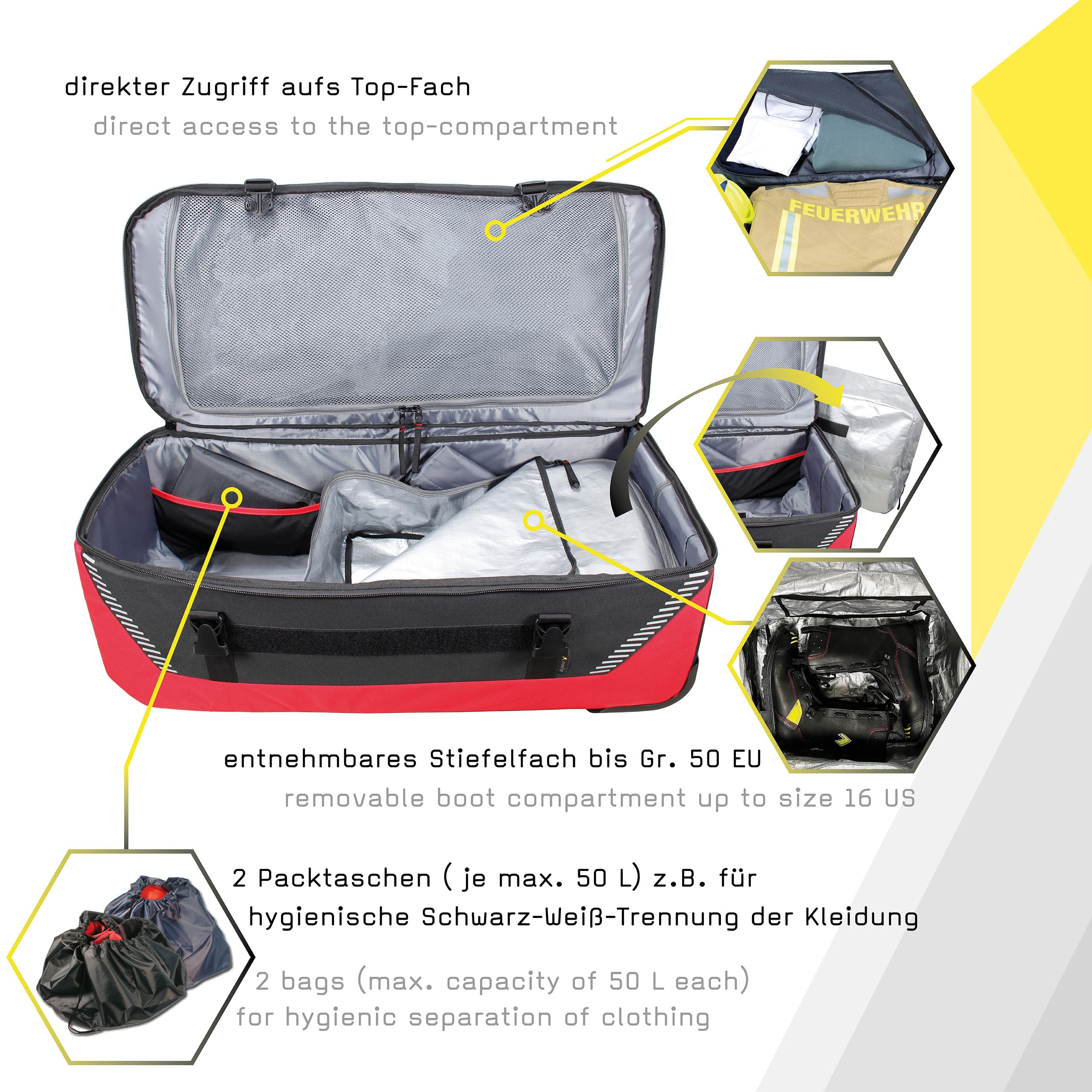 tee-uu JUMBOBAG Trolleytasche (inkl. 2 Reflexstreifen Rettungsdienst)