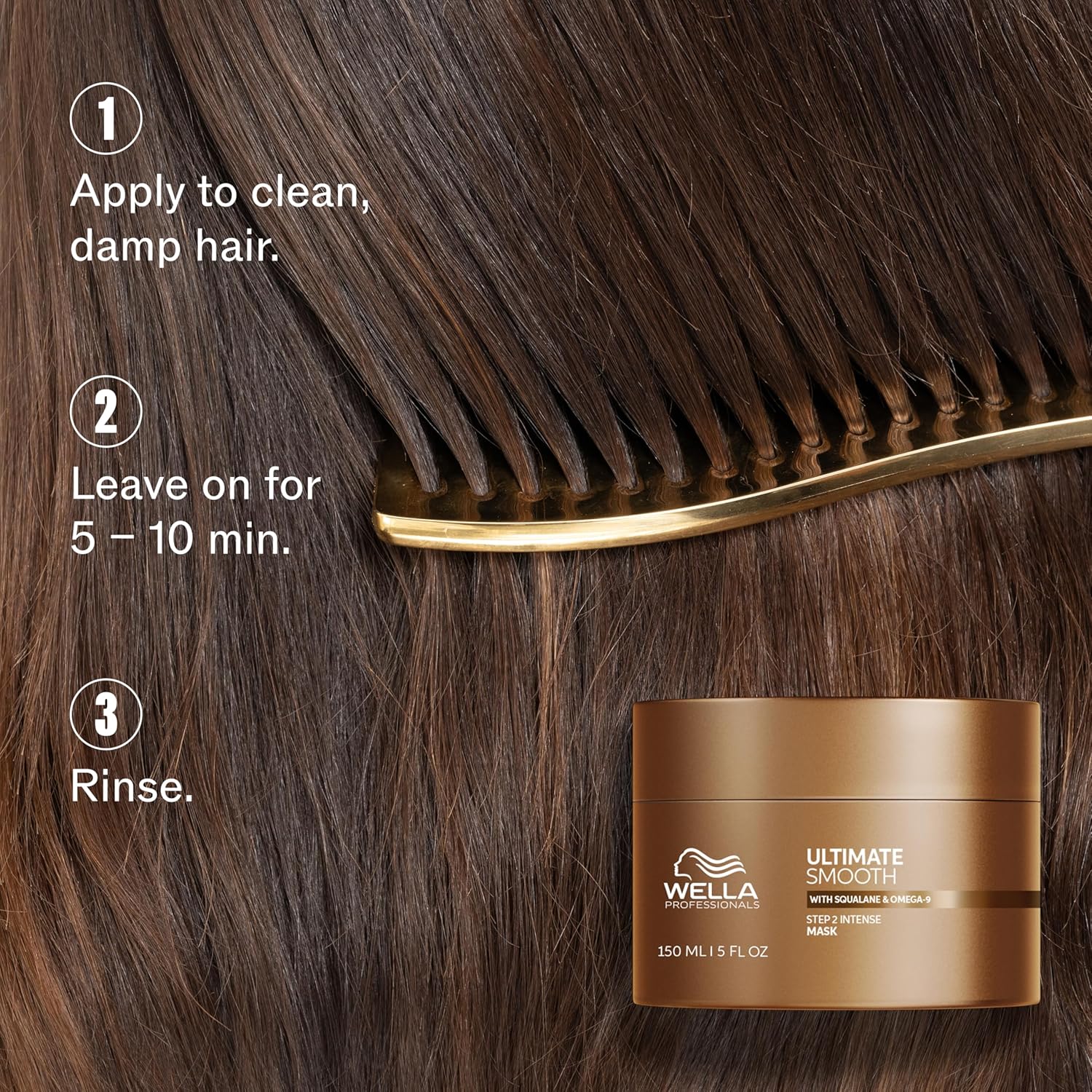 Wella Professionals ULTIMATE SMOOTH Intense Mask with Deep Nourishment | Treatment for Dry, Frizzy Hair | Smooths & Adds a Silky Shine | With Squalane & Omega 9 | Color Safe