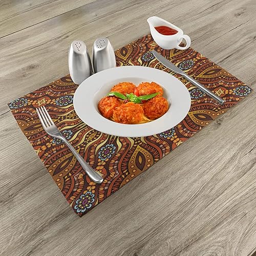 Miniatura 2 de Ambesonne Ethnic Place Mats - Juego de 4 manteles individuales de tela lavable para mesa de comedor, tamaño estándar, caléndula amarilla
