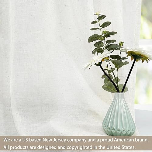 Miniatura 8 de DriftAway Cortinas plisadas de lino semitransparente con textura de casa de campo sólidas y rústicas, 2 paneles de 50 pulgadas de ancho por 84