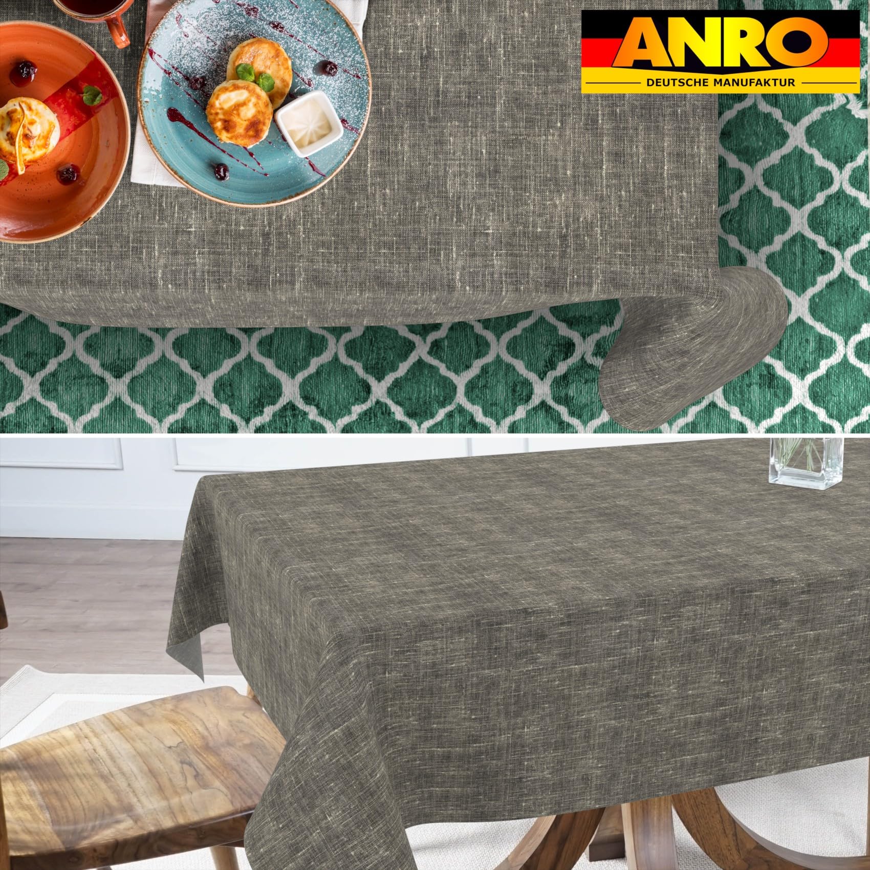 ANRO Mantel de Mesa 70% Algodón 30% Poliéster | Antimanchas Lavable Elegante para Cocina Comedor Jardín 300x140 cm