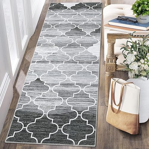 FairOnly Alfombra marroquí moderna de 2 x 6 pies, alfombra para pasillo, alfombra gepmetrica, antideslizante, alfombra de pasillo de cocina con