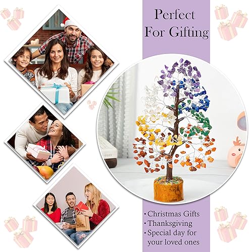 Vista 13 de Árbol de la vida de siete chakras, árbol de cristal hecho a mano, árbol de dinero bonsái para el hogar, oficina, habitación, regalos de cumpleaños