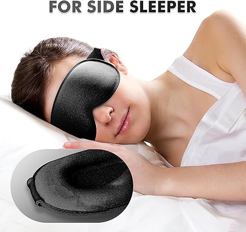 Miniatura 3 de Máscara de dormir para dormir de lado, máscara de ojos mejorada con copa contorneada 3D, bloqueo de luz, máscara de ojos con correa ajustable,