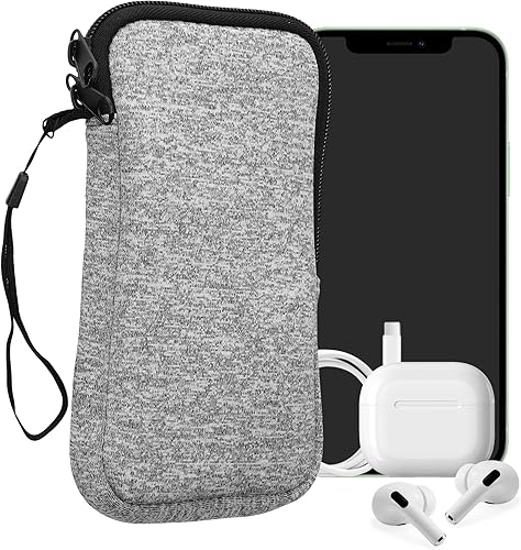 Miniatura 83 de kwmobile Bolsa de neopreno para teléfono tamaño XL - 6.7/6.8 pulgadas - Funda universal para celular con cremallera, correa para la muñeca, amarillo