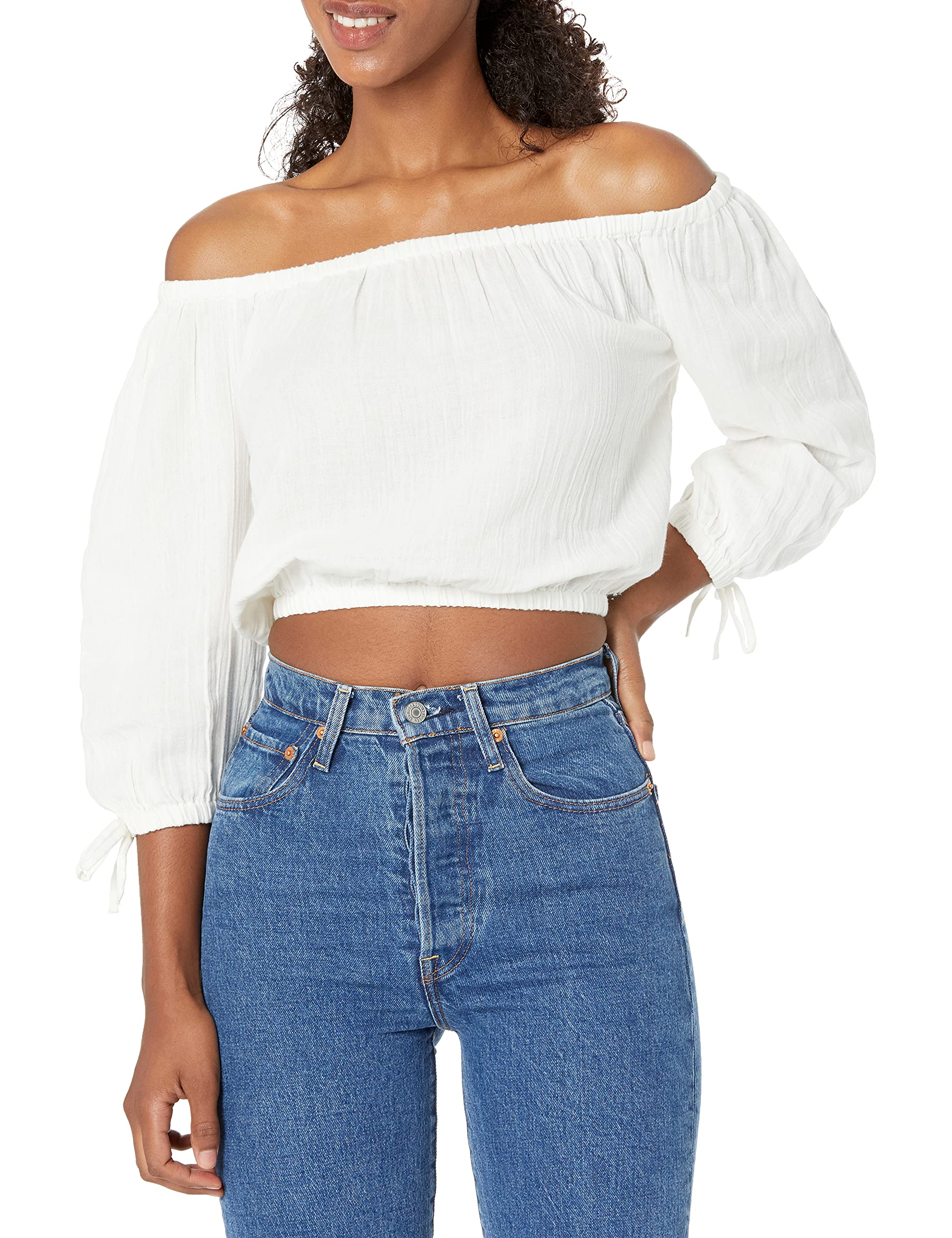 ROXY Damska bluzka z odkrytymi ramionami Bali Shore Off The Shoulder Top, Śnieżna biel 212, średnia