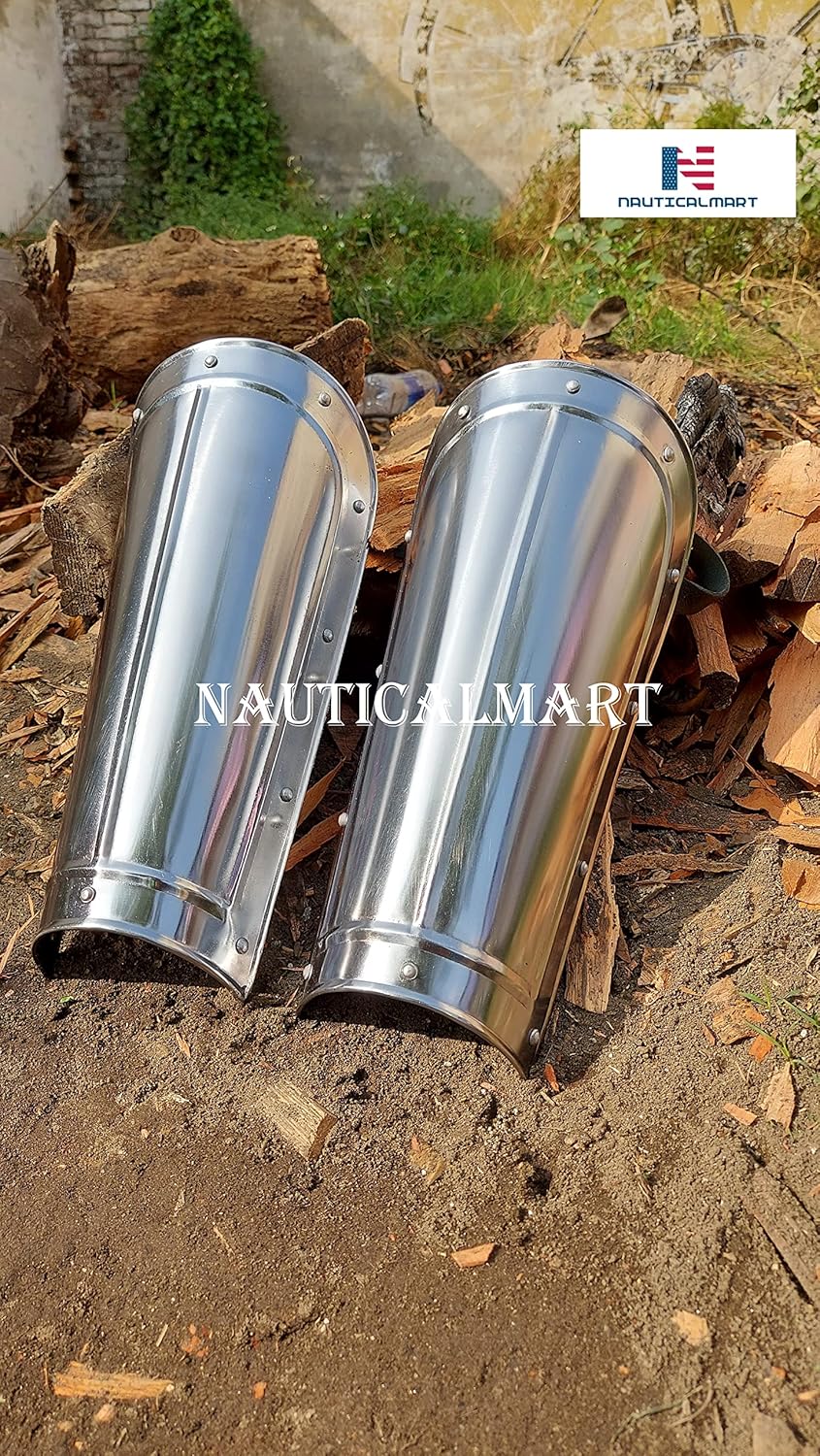 Medieval Pair of Leg Greaves Armor & Steel Arm Guards Set Viking LARP Accessories Functional Re-Enactment Knight Armoury Collectibles - Image 7