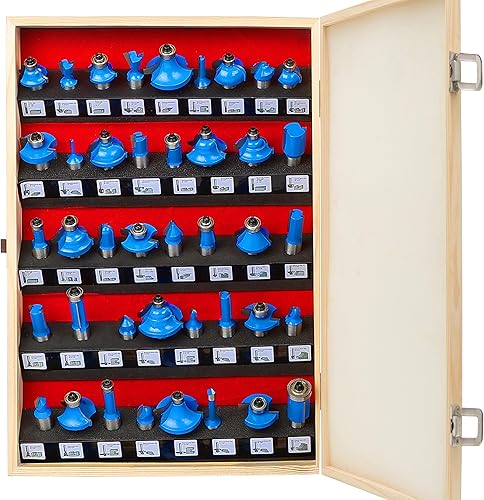 TAIWAIN - Juego de brocas para enrutador de vástago de 12 pulgada, 41 piezas, cortador de fresado de madera de panel elevado, herramienta de corte