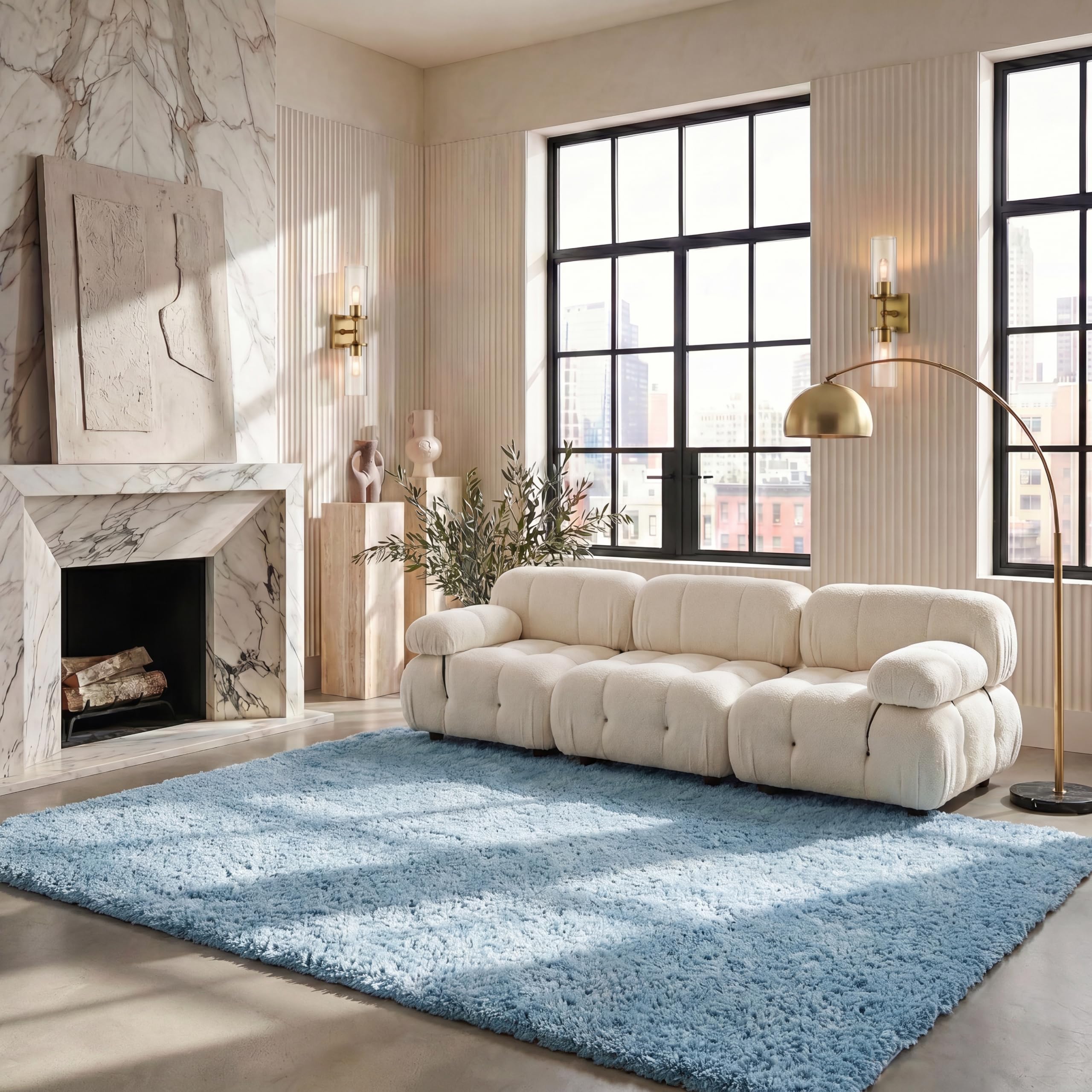 Amazon.com: SAFAVIEH Supreme Shag Collection 8' x 10' Light Blue