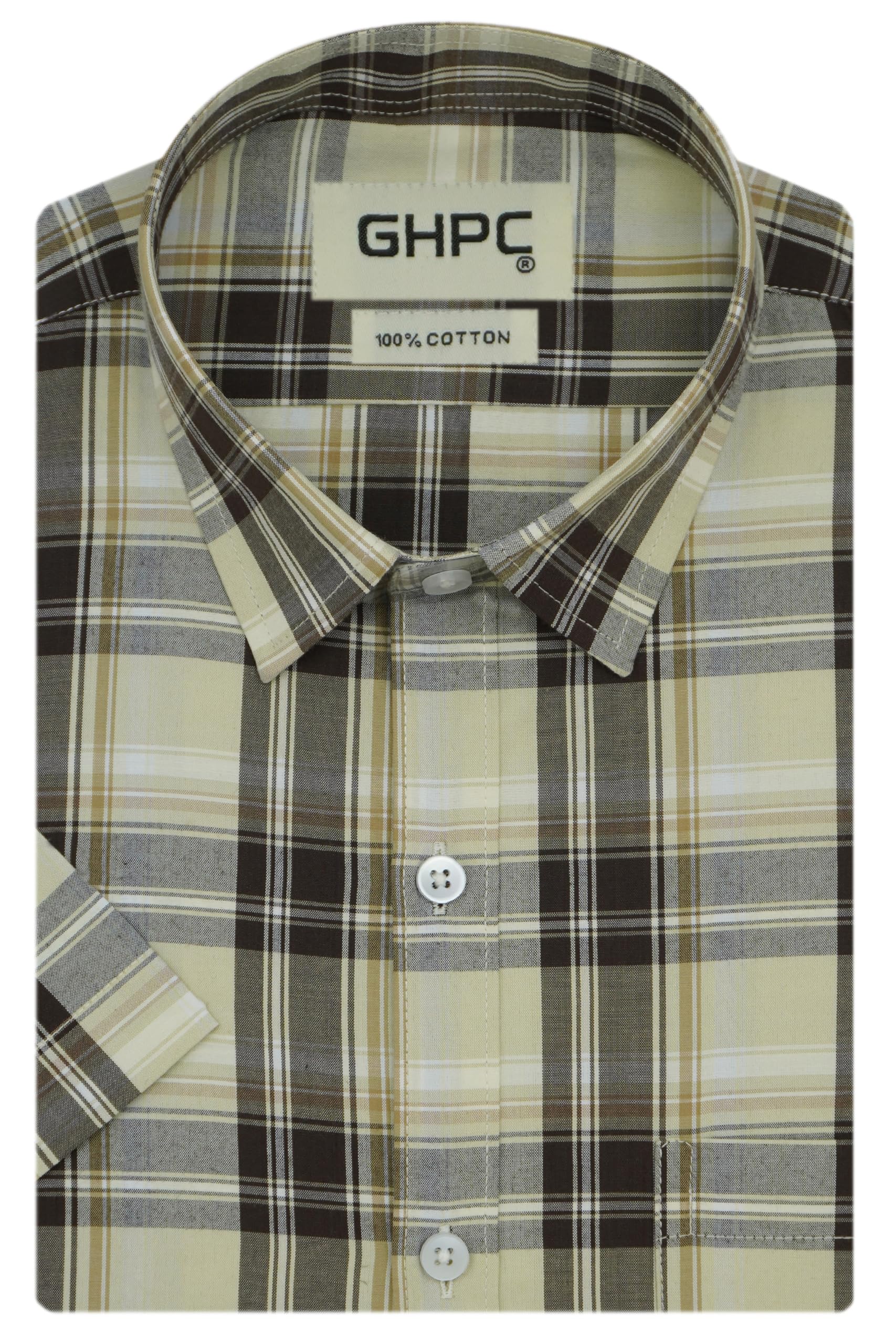 ghpc 100% Cotton Checkered Half Sleeves Regular Fit Formal Shirt for Men-picture-10