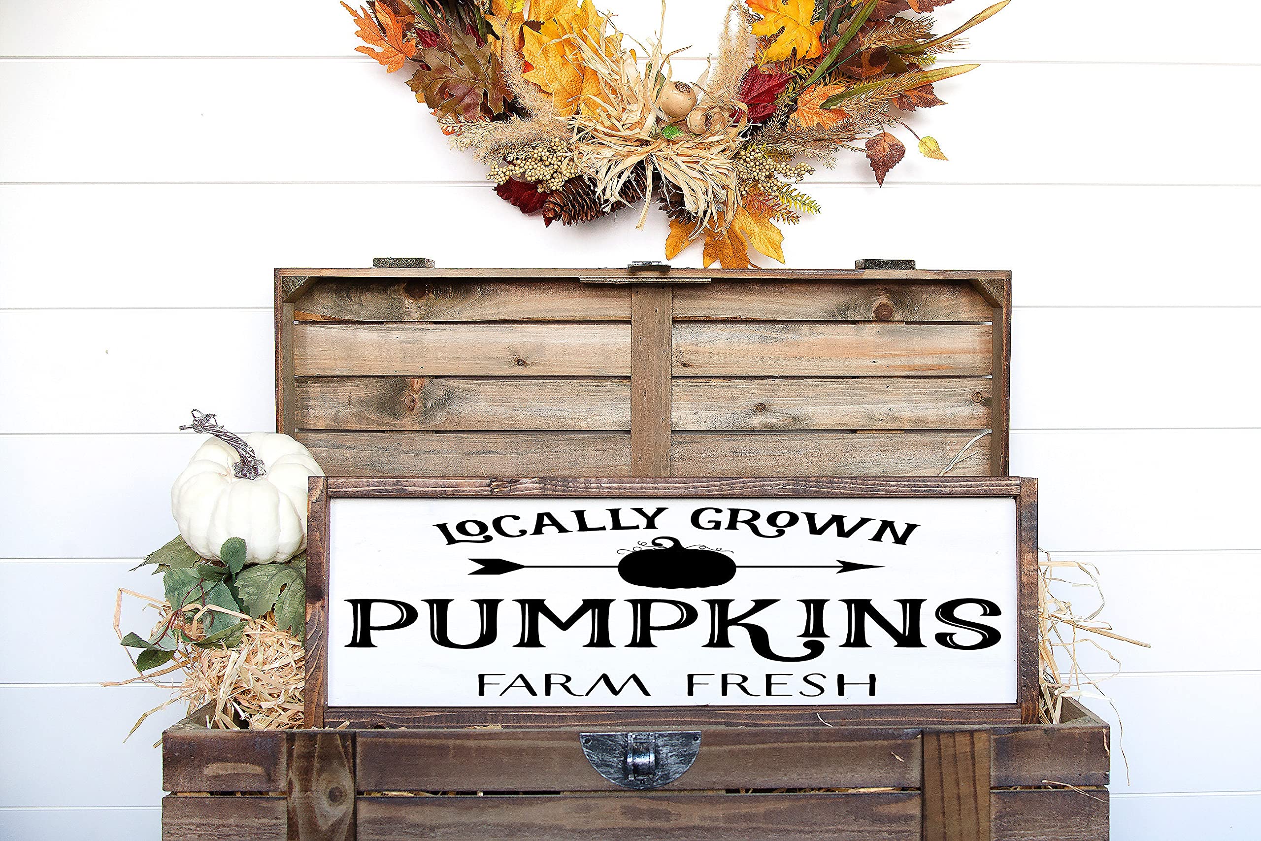 HOUVSSEN Locally Grown Pumpkins Farm Fresh Sign | Fall Decor | Wood Signs |Wood Signs | Home Decor | Farmhouse Decor Metal Tin Signs 8x12 Inch Tin Sign/Poster Metal