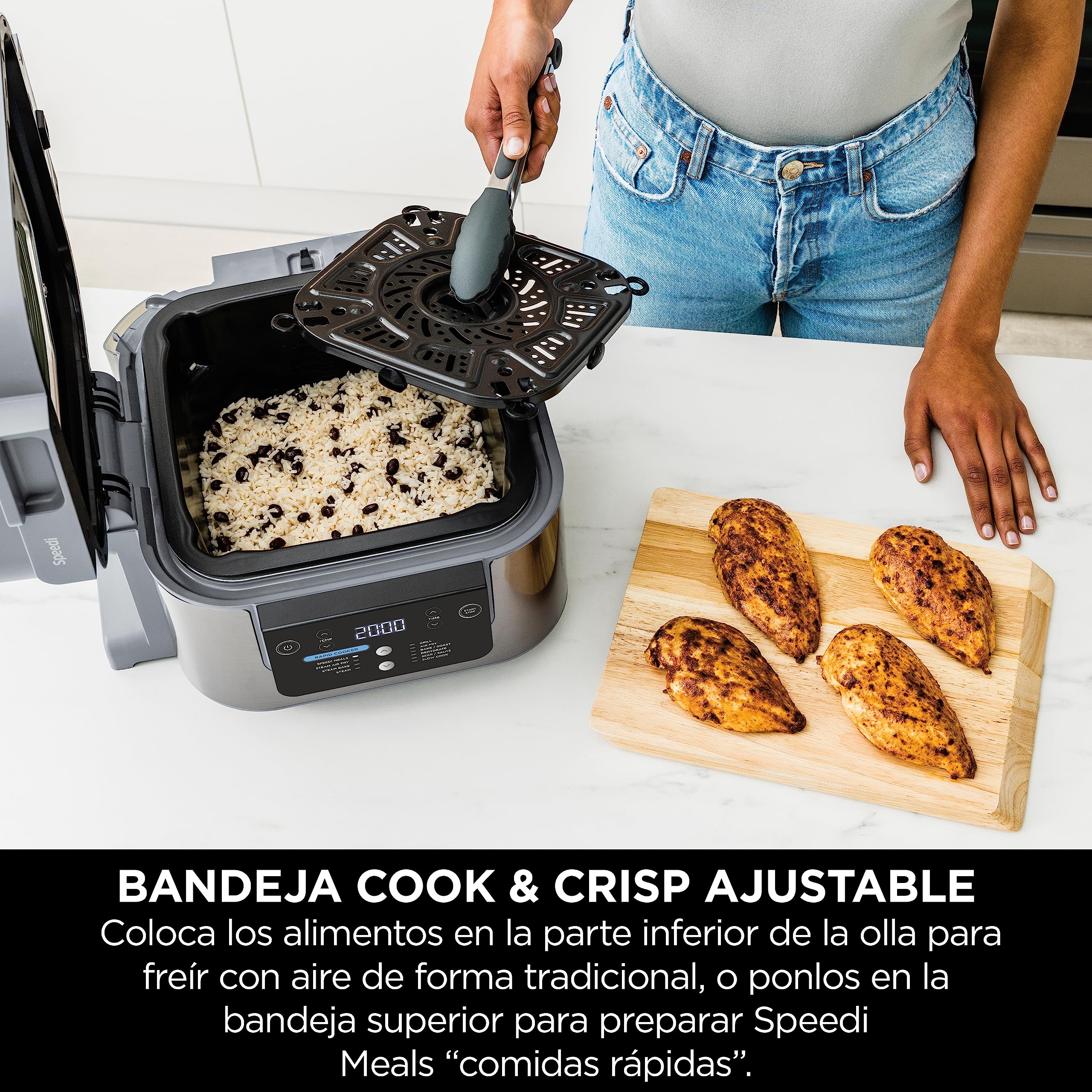 Ninja Speedi Olla Exprés Multifunción Rápida 10en1, Gris, ON400EU | Olla Eléctrica con Freidora Aire 5,7L, 10 en 1, sin Aceite, Horno, Cocción Lenta, al Vapor y Más, 4 Porciones en 15min