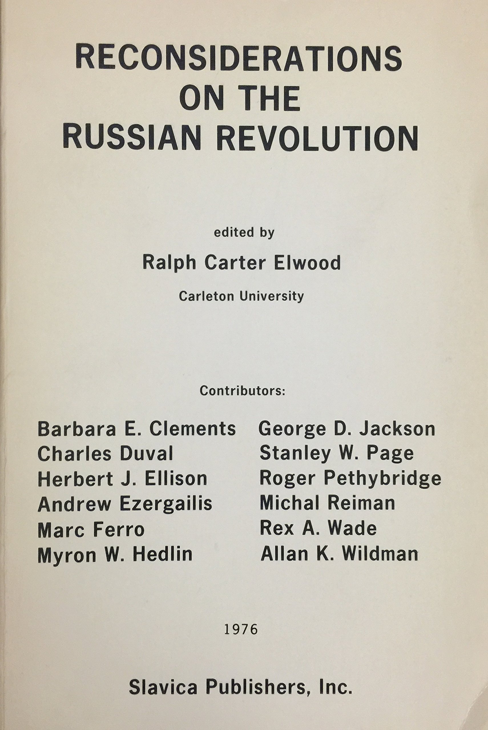 Buy Reconsiderations on the Russian Revolution — BookShops.in