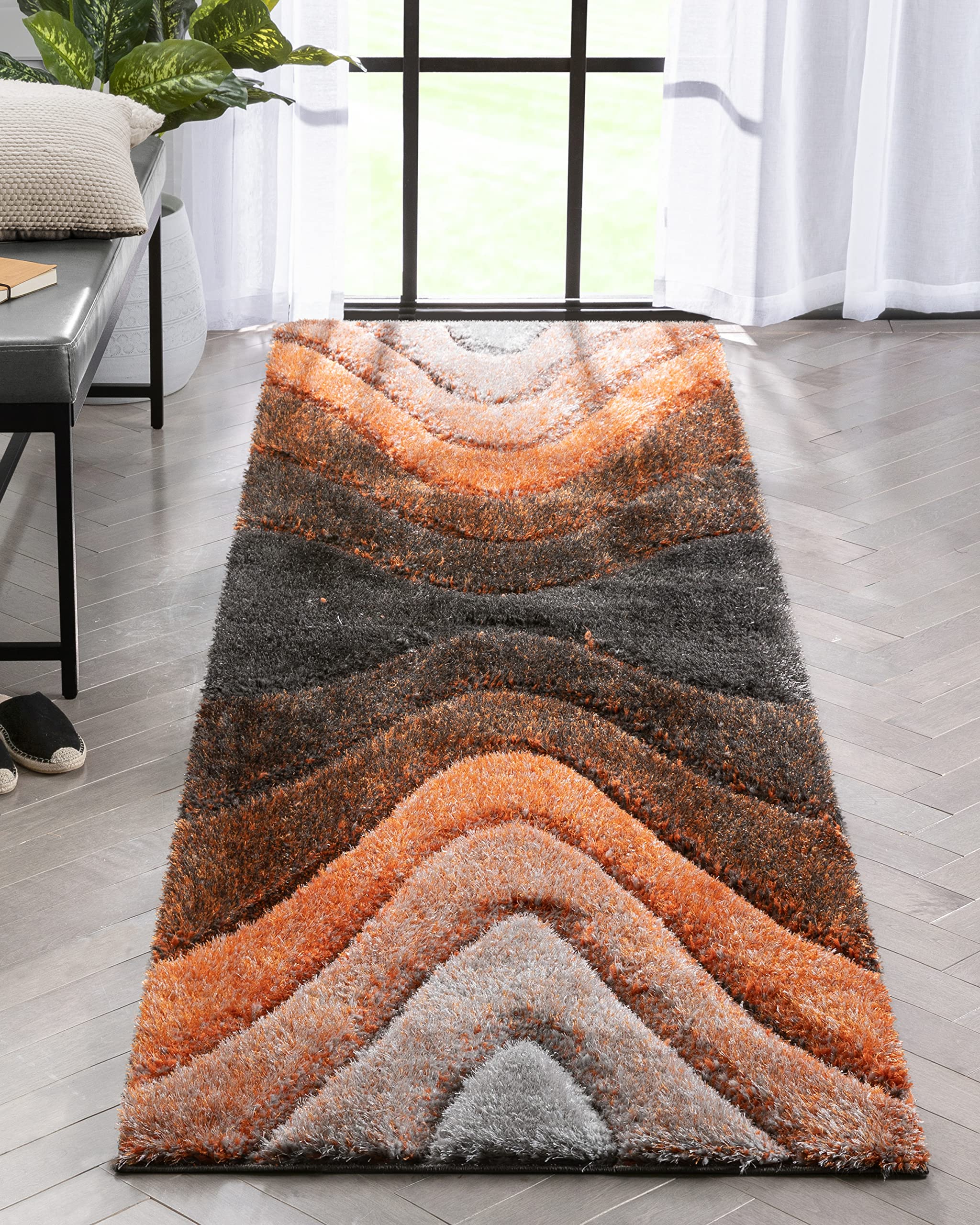 Amazon.com: Well Woven Luze Orange Grey Hourglass Waves Geometric