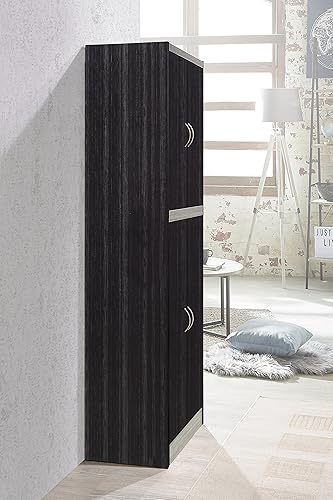 Miniatura 18 de Hodedah Despensa de cocina de 4 puertas con cuatro estantes, color blanco Blanco,Gris chocolate,Hayedo,Roble gris,Haya