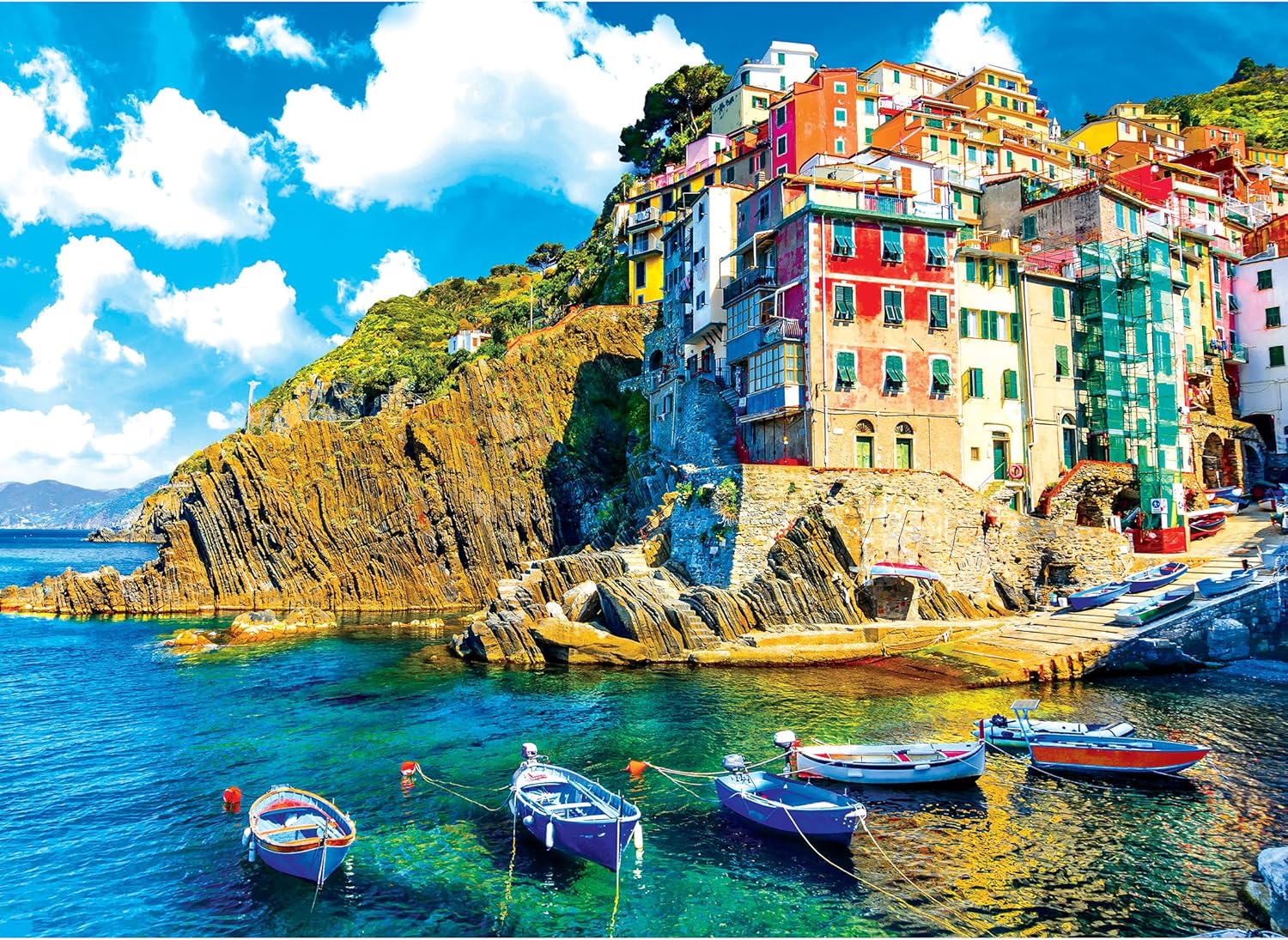 RoseArt - Kodak Premium - Cinque Terre Riomaggiore Village Italy - 1500 Piece Jigsaw Puzzle for Adults