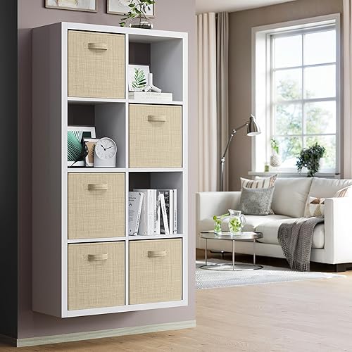 Miniatura 3 de NEATERIZE - Cubos de almacenamiento grandes de 13 x 13 pulgadas, juego de 6 cubos de almacenamiento Cubos de almacenamiento con asas dobles,