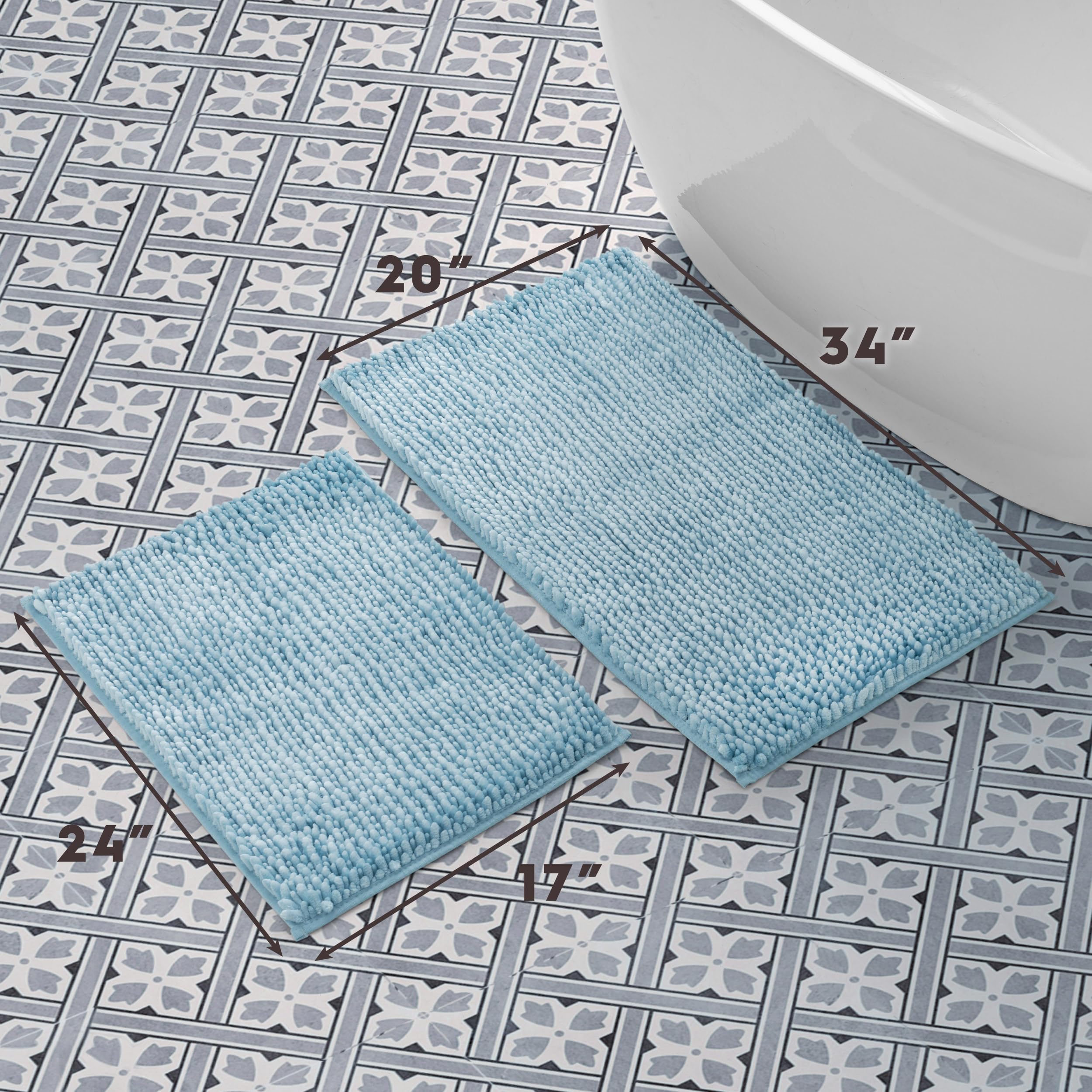 Laura Ashley Butter Rug | Tappetino da bagno in morbida ciniglia, decorazione per il bagno, assorbente e lavabile in lavatrice, 43,2 x 61 cm e 50,8 x 86,4 cm, verde acqua