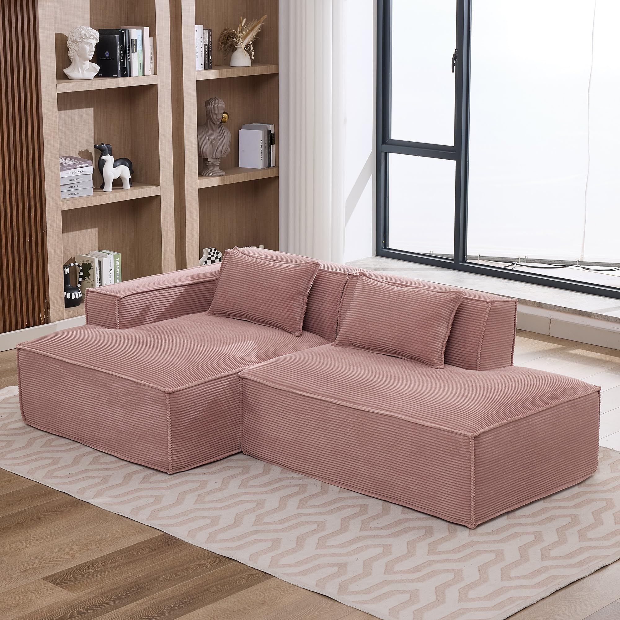 Generisch Sofá de tela de 235 cm con 2 fundas de almohada para salón o oficina