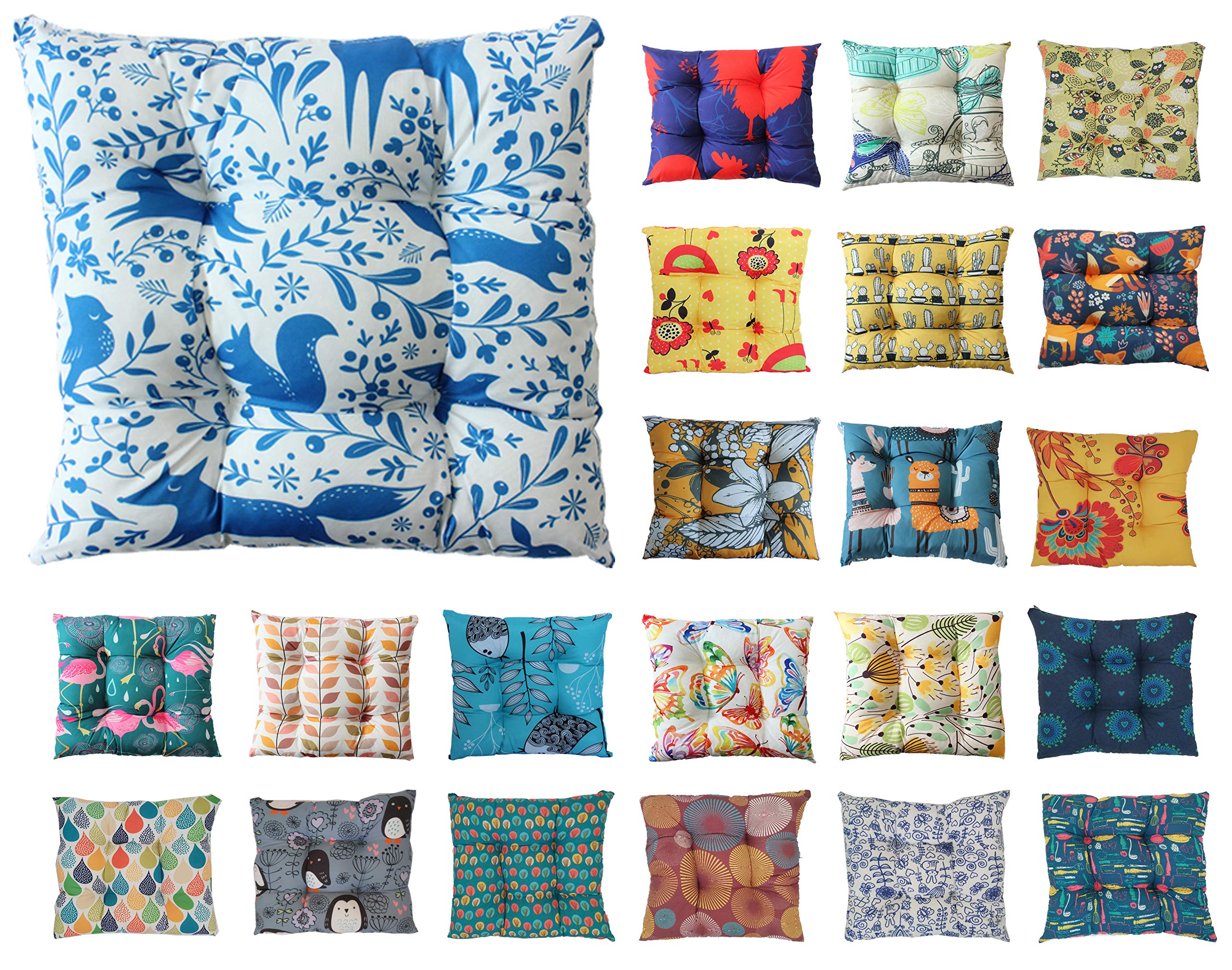 Tropik Home Colourful Seat Pads, Garden Kitchen Chair Cushion Tie On Many Colours (Woodland) โ image 1