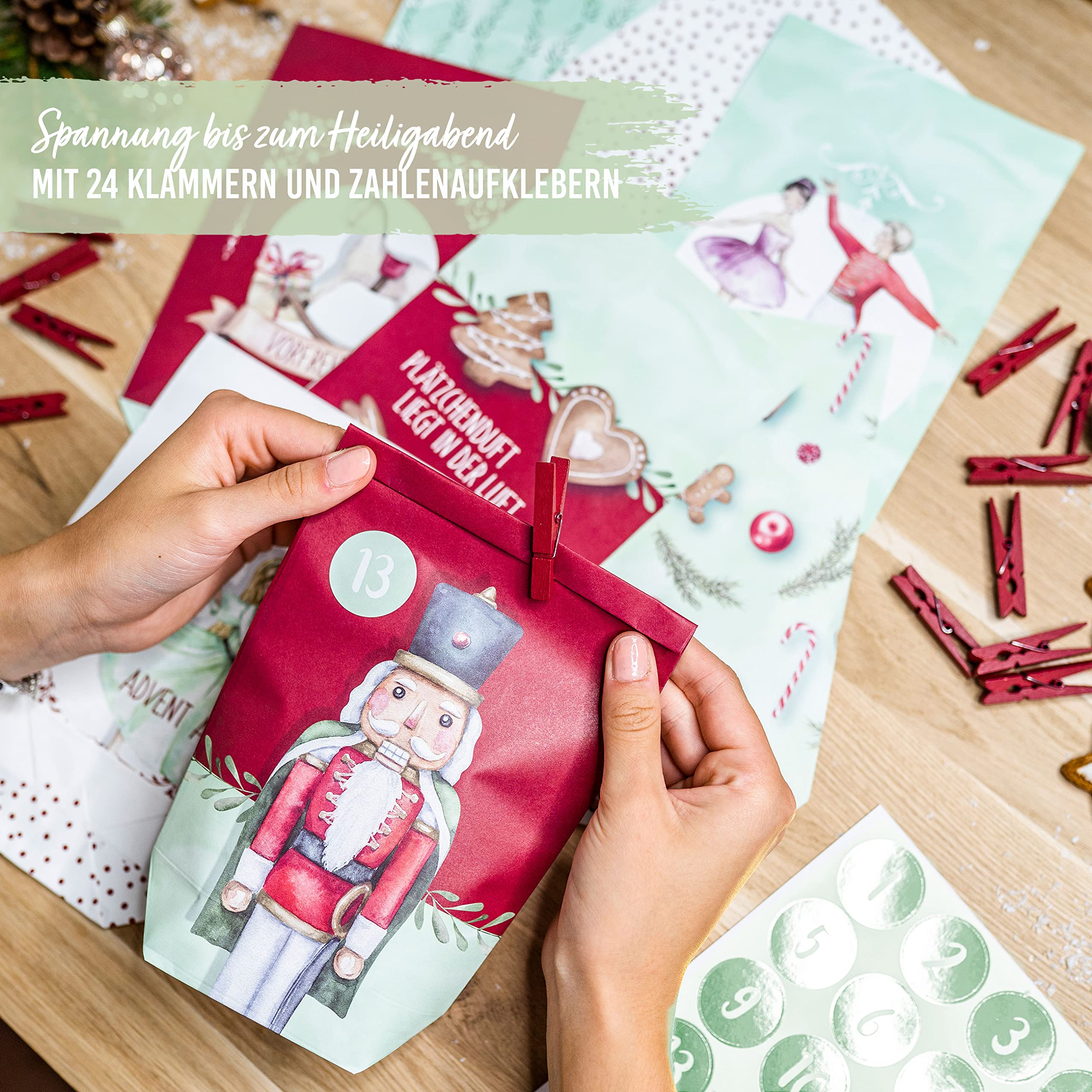 Papierdrachen 24 sacchetti di stoffa per calendario dell'Avvento, da