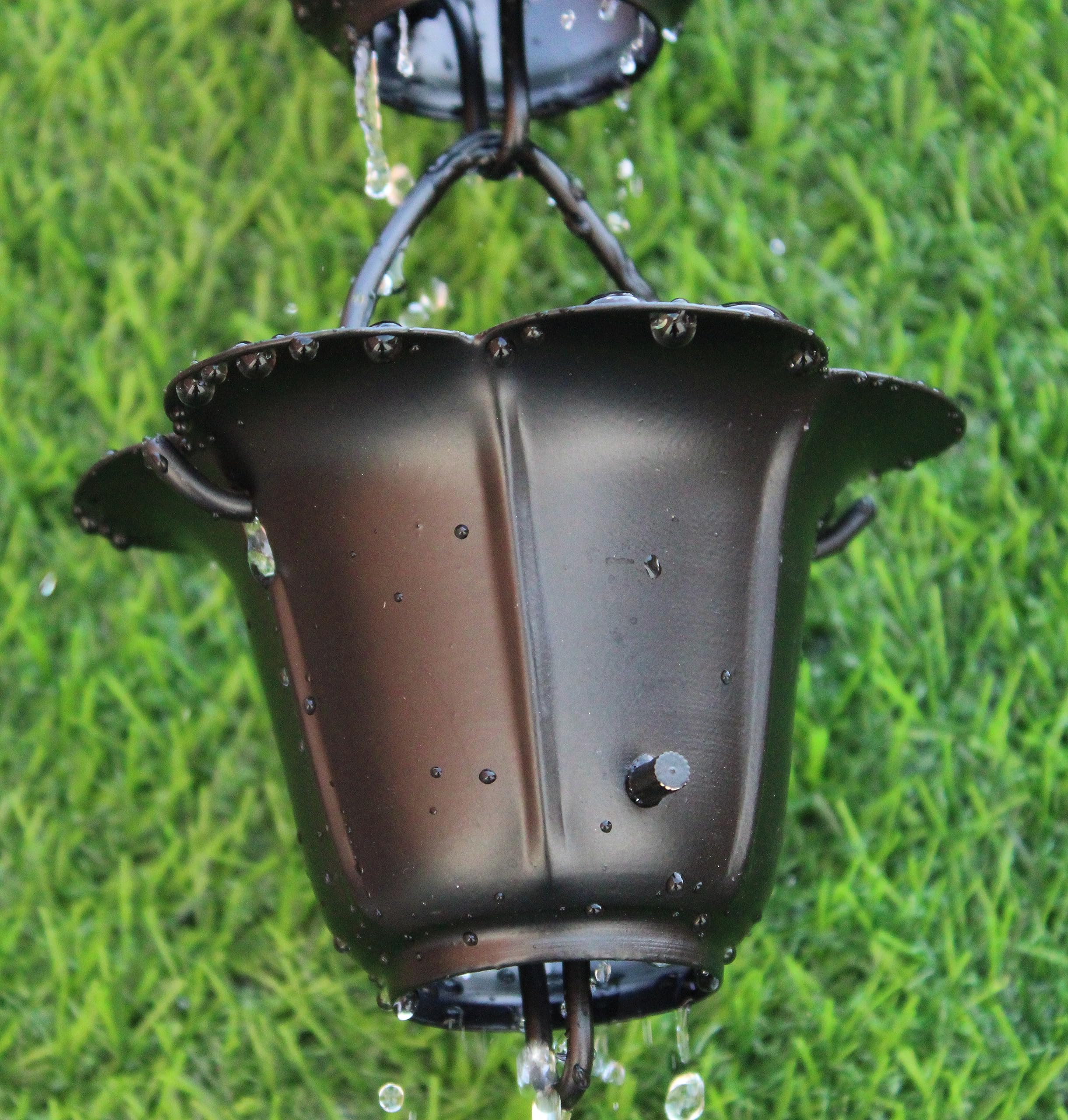 Chaîne de pluie fleur KAM kit de jardin suspendu déco extérieure noir de 3,7 m