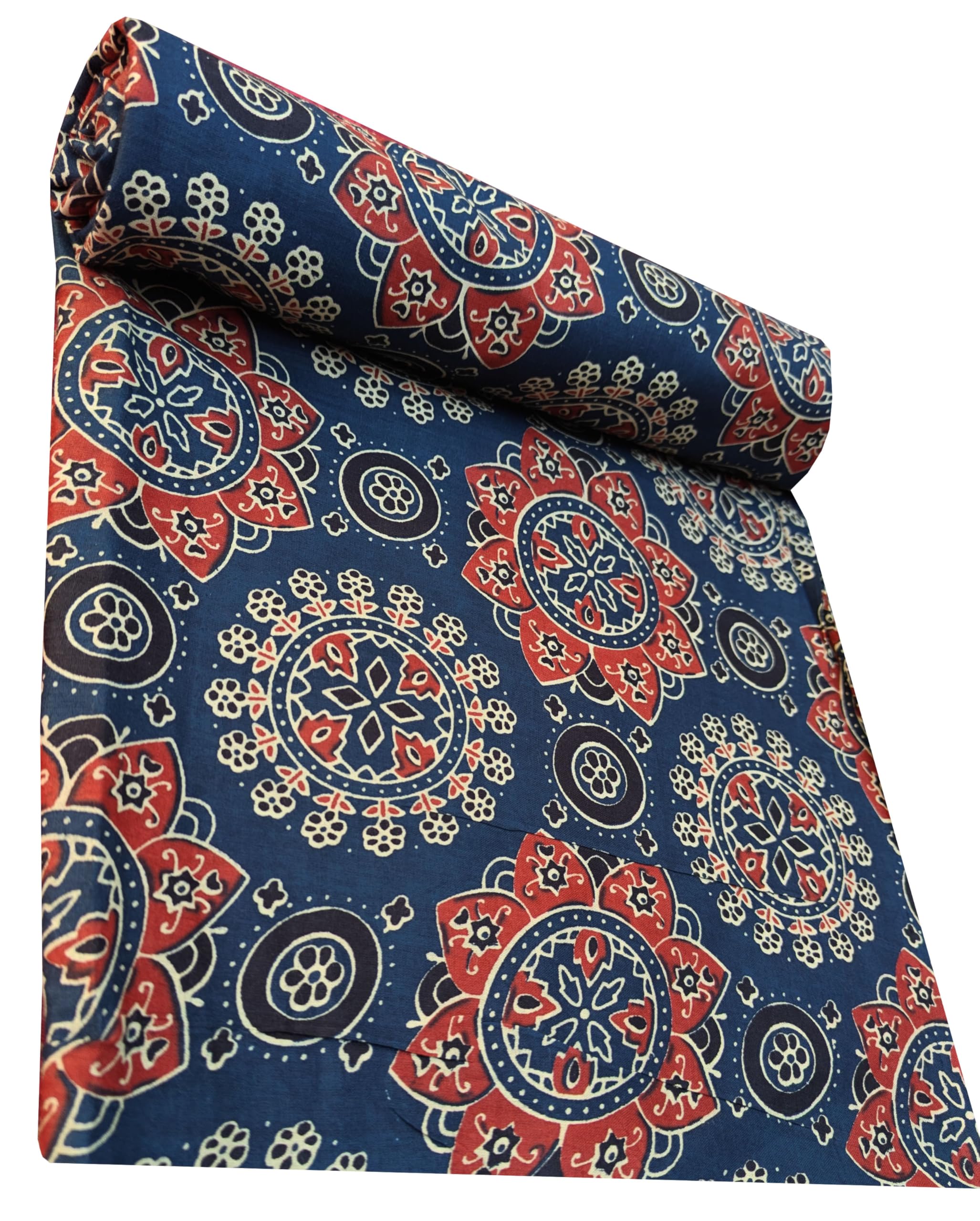 Jaipuri Handmade Floral Printed Pure Cotton Unstitched Dress Material Sanganeri Fabric for Blouse/Plazzo,Kurti/Lehenga/Saree/Piece Material for Girl/Women