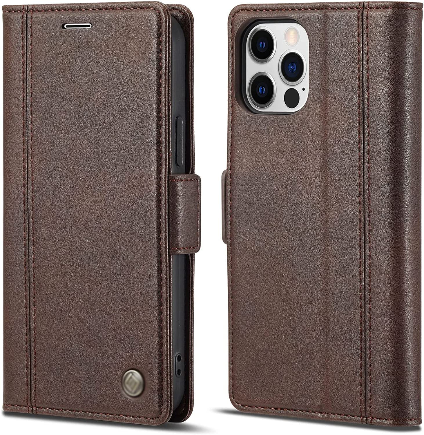 Étui en cuir de qualité supérieure pour iPhone 14 finition marron élégante