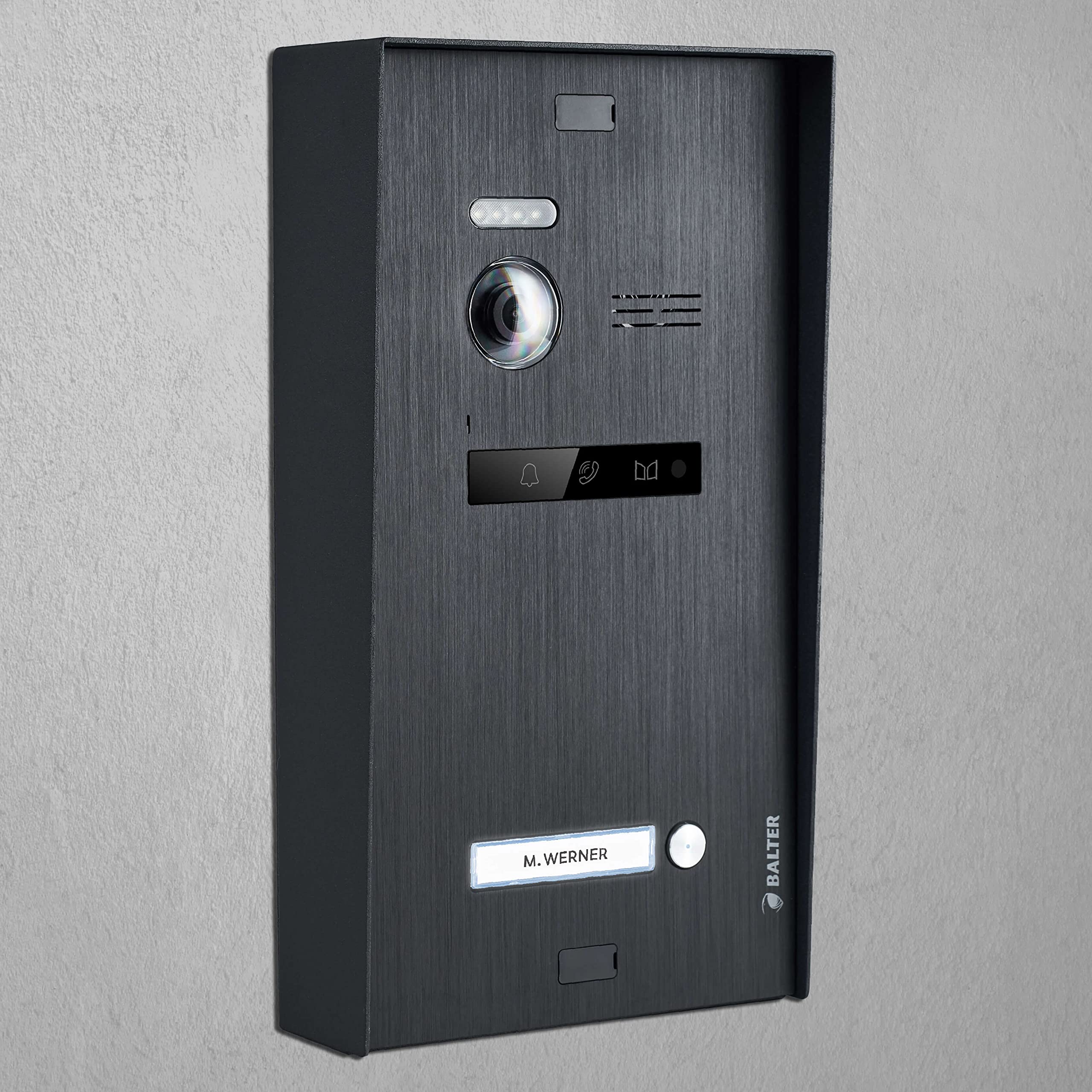 Balter Aufputz-Montagebox EVO Video Türsprechanlage, 2-Draht Bus, Türstationen für 1-4 Familienhaus, Türklingel, Schwarz