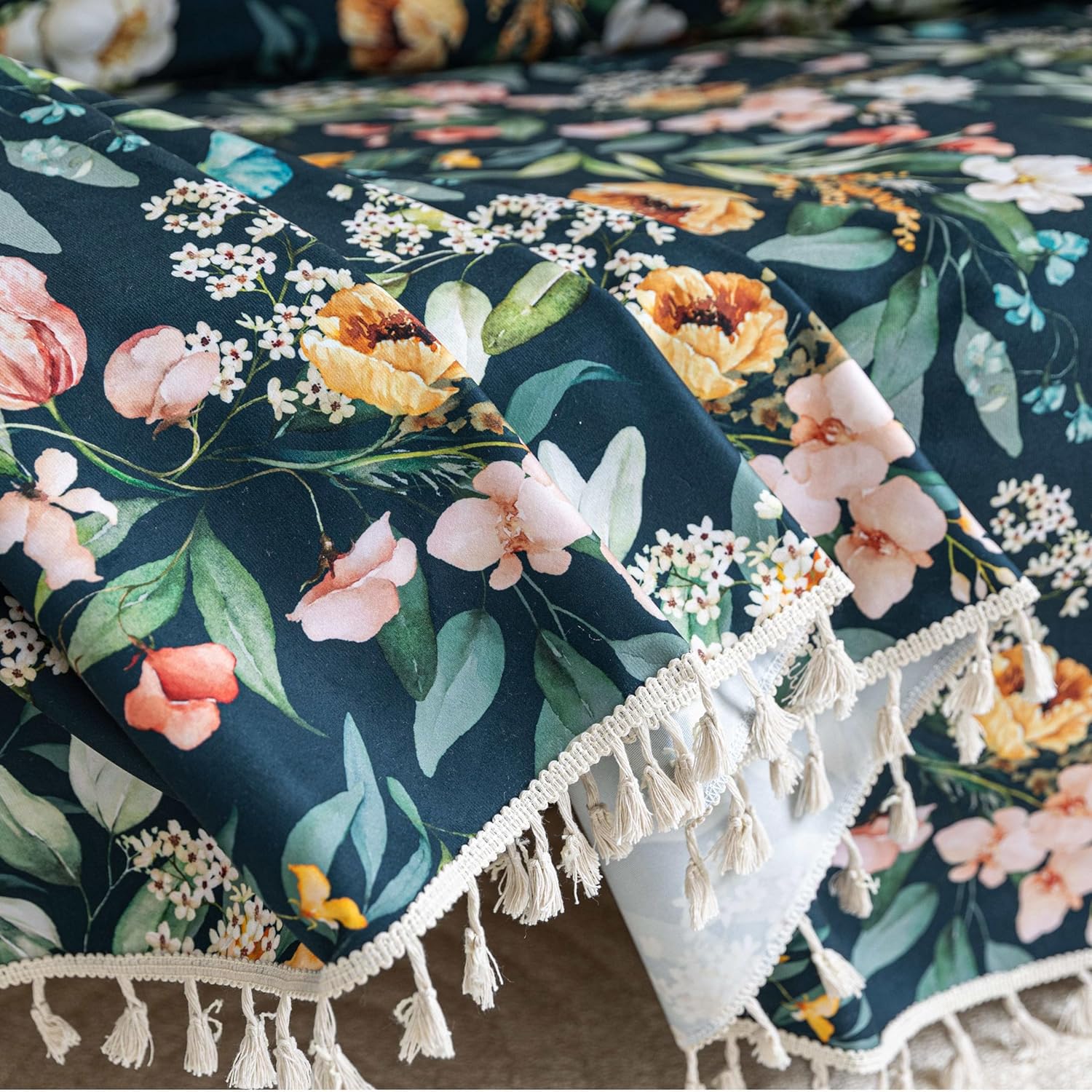 Boho Couch Cover with Tassels, Washable 2-Seater Sectional Sofa Cover for Living Room(A9, 71"x102")
