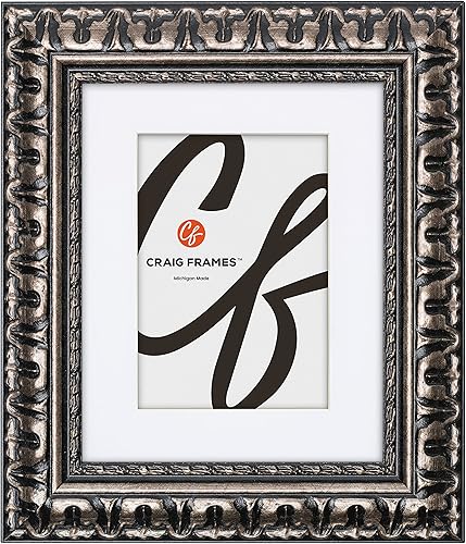 Craig Frames Bravado - Portarretratos de 16 x 20 pulgadas con paspartú para fotos de 11 x 14 pulgadas, color plateado antiguo