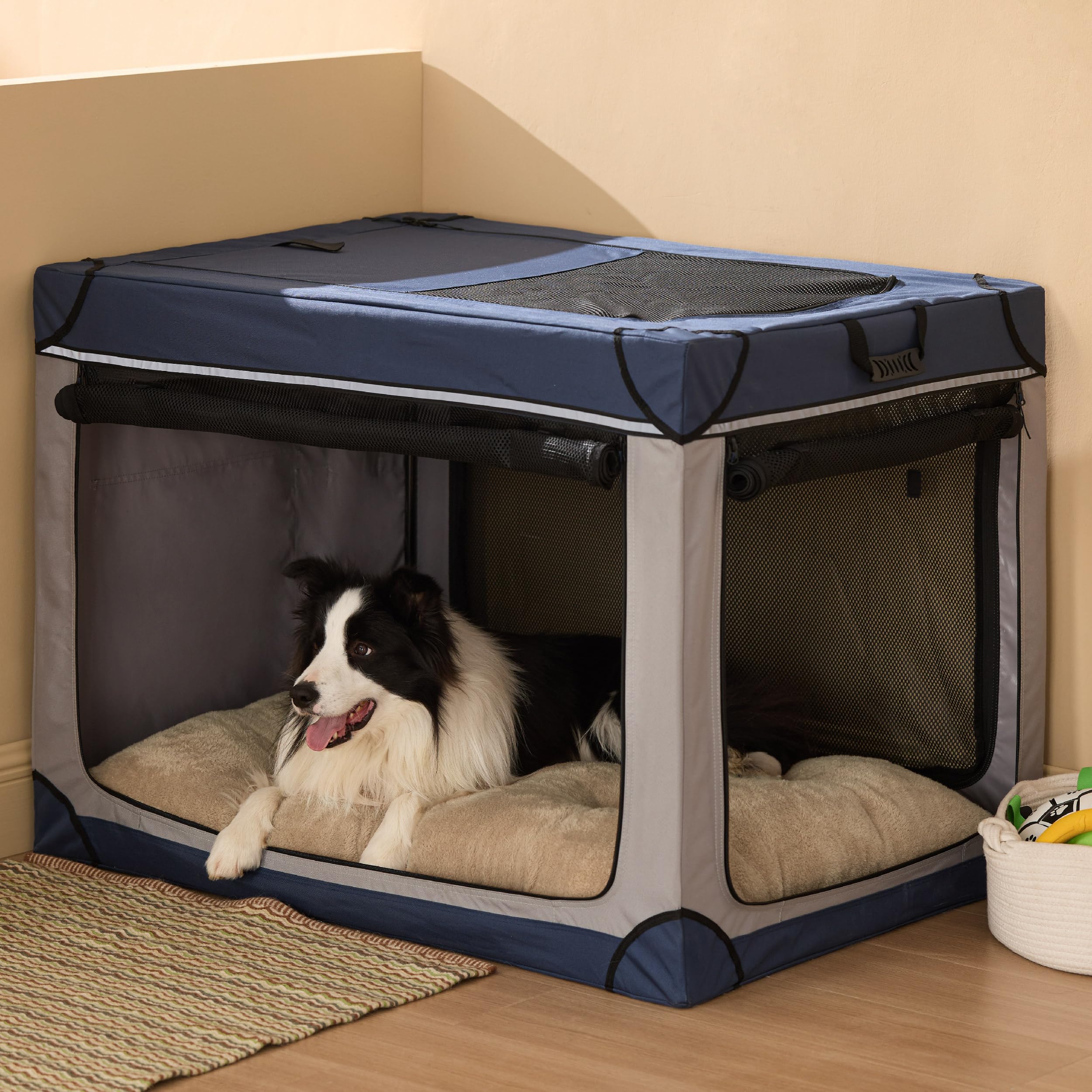 Bedsure Cama para Jaula de Perro Lavable Extra Grande - Colchón Calmante XL para Perros con Base Antideslizante, Cojín Almohada para Mascotas para XLarge, Camello, 104 x 69 x 8 cm