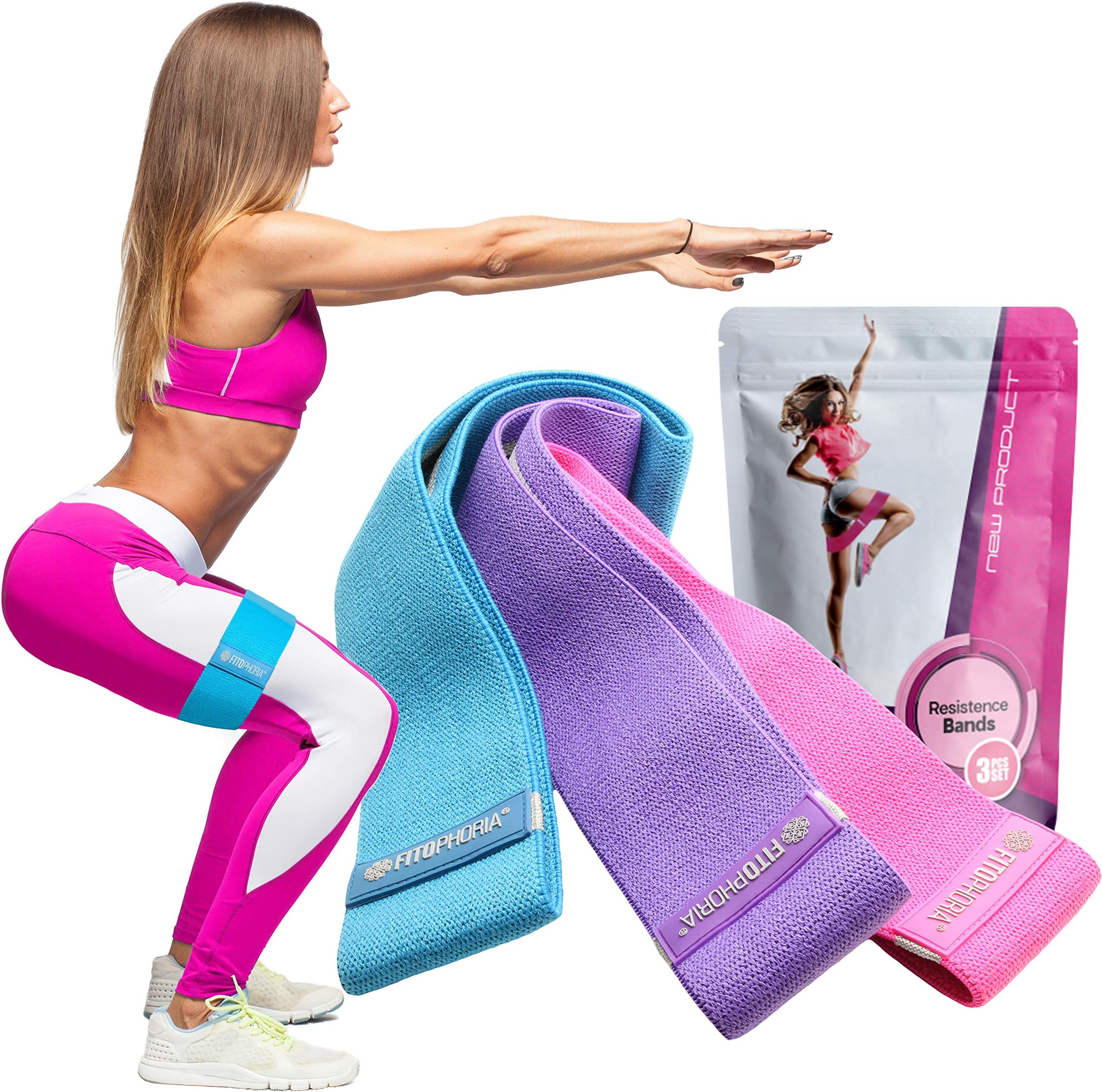 Resistance Hip Bands for Legs and Butt - Set of 3 Circle Bands for Booty Workouts
